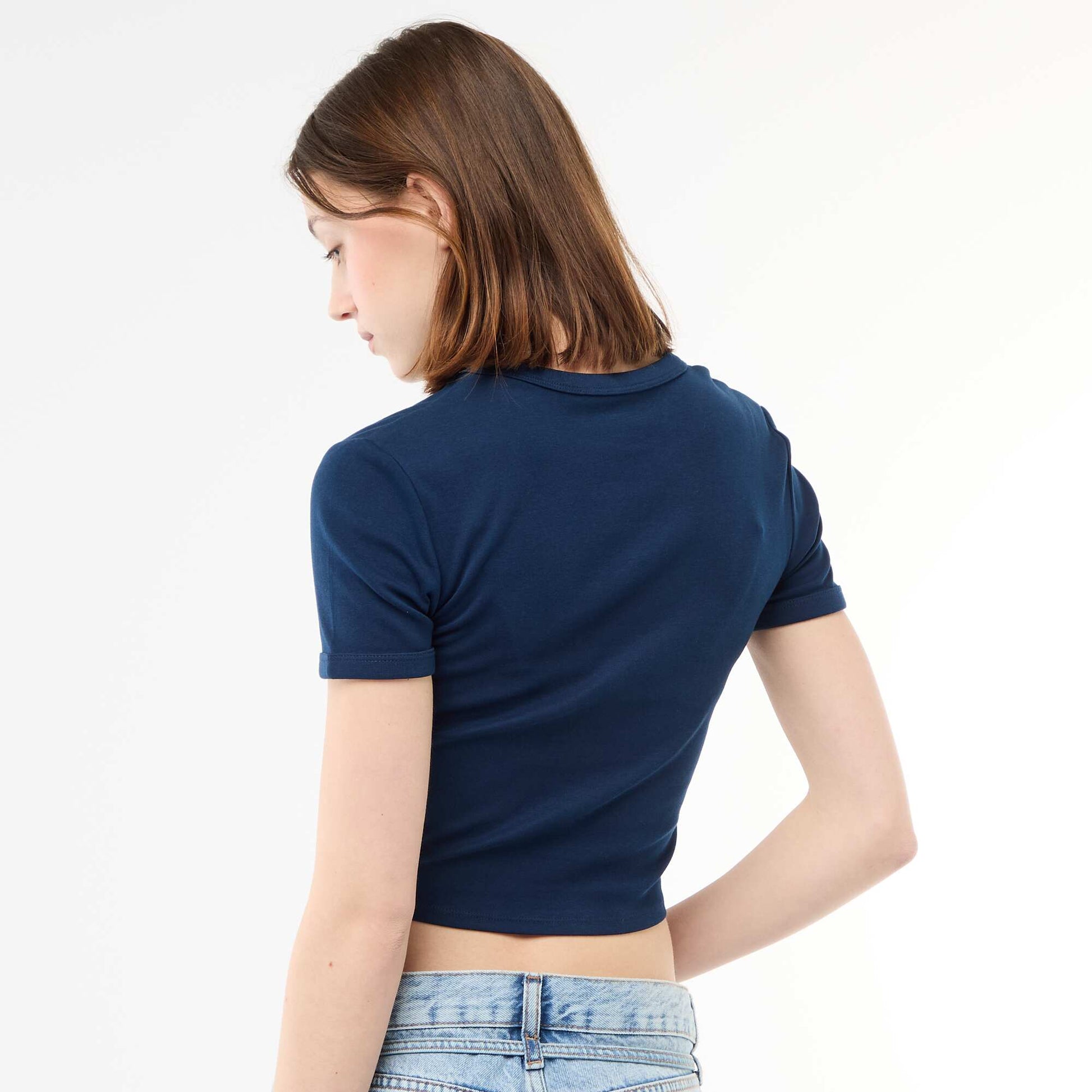 Tee-shirt cropped imprimé BLEU