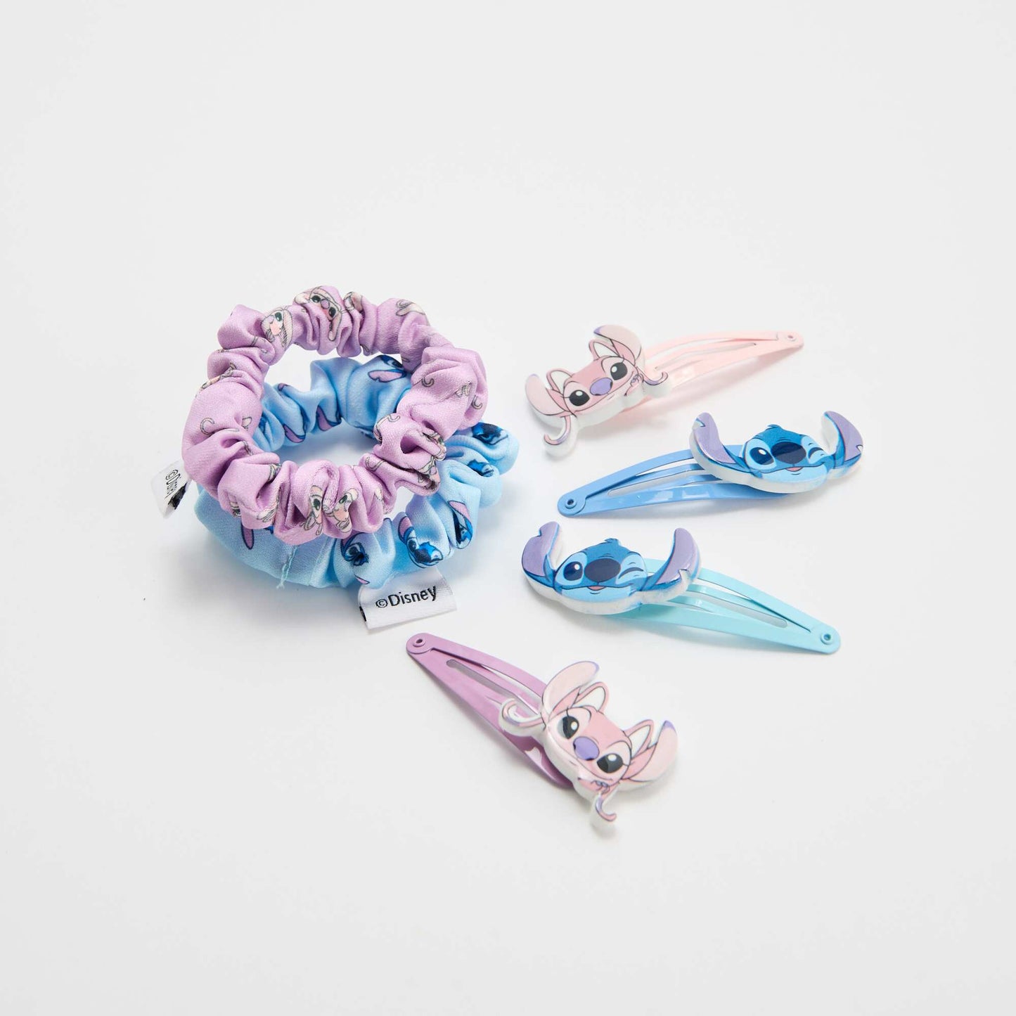 Lot de pinces clic clac + chouchous 'Stitch' BLEU