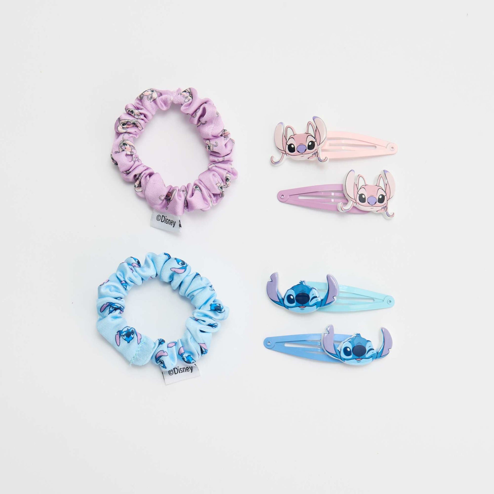 Lot de pinces clic clac + chouchous 'Stitch' BLEU