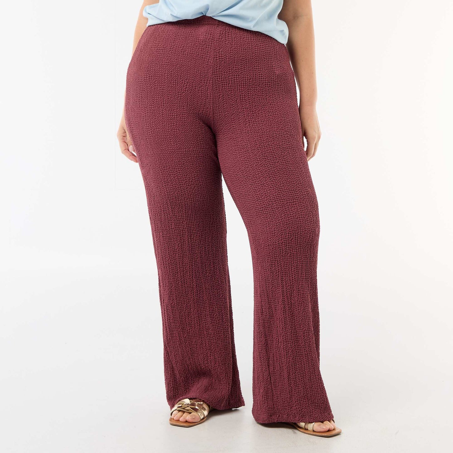 Pantalon large en maille gaufrée ROSE