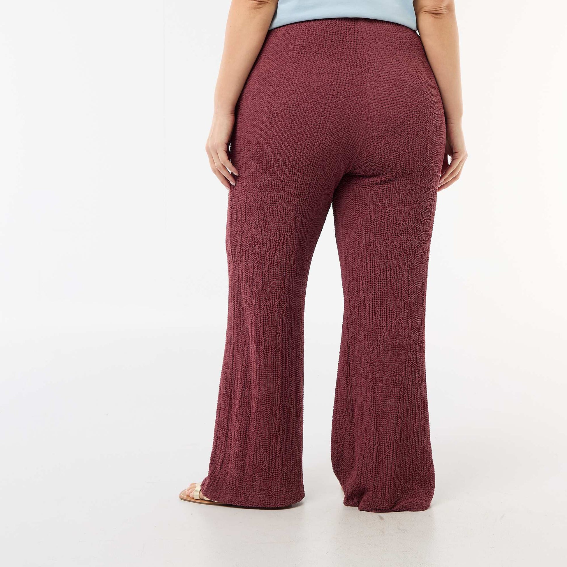 Pantalon large en maille gaufrée ROSE