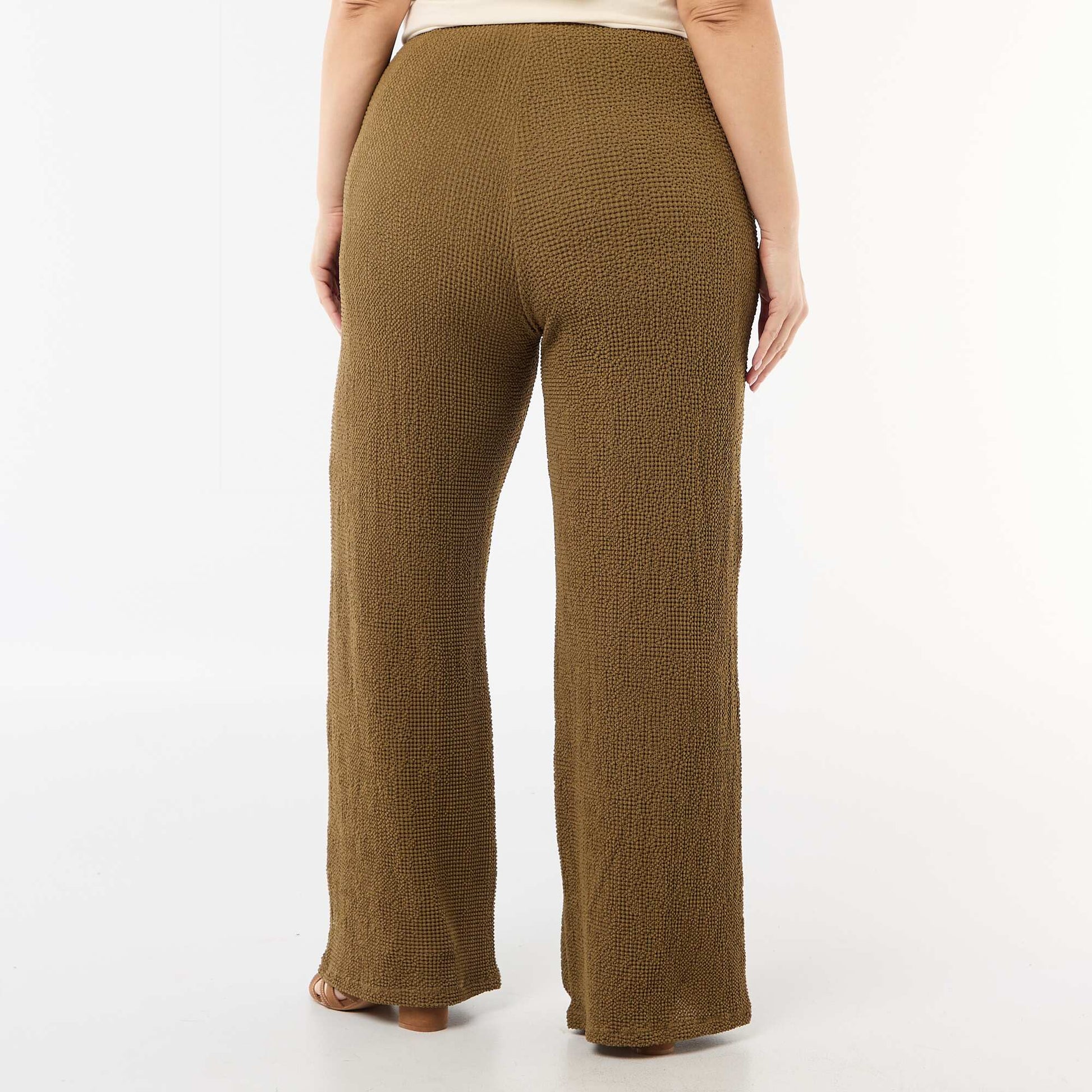 Pantalon large en maille gaufrée VERT