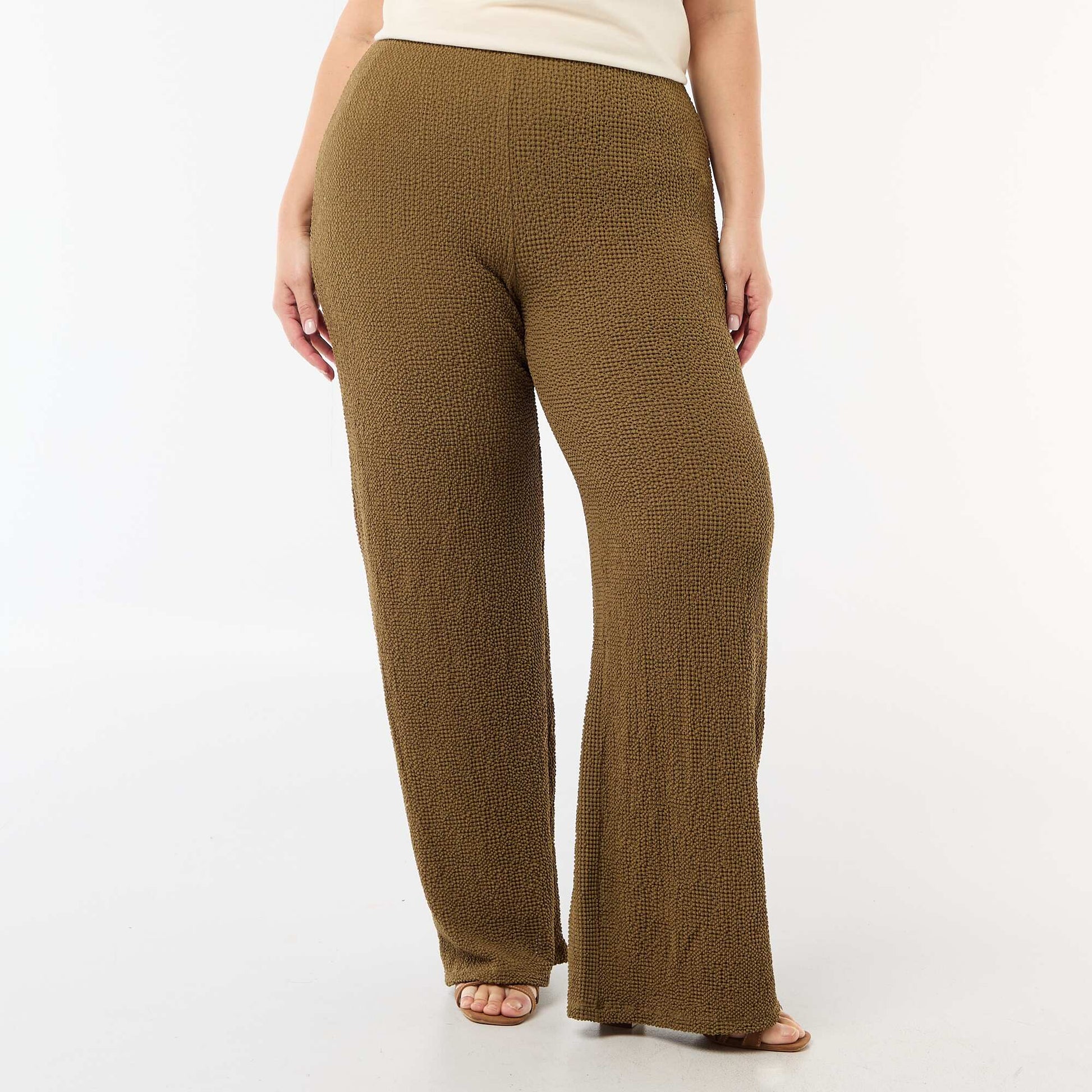 Pantalon large en maille gaufrée VERT