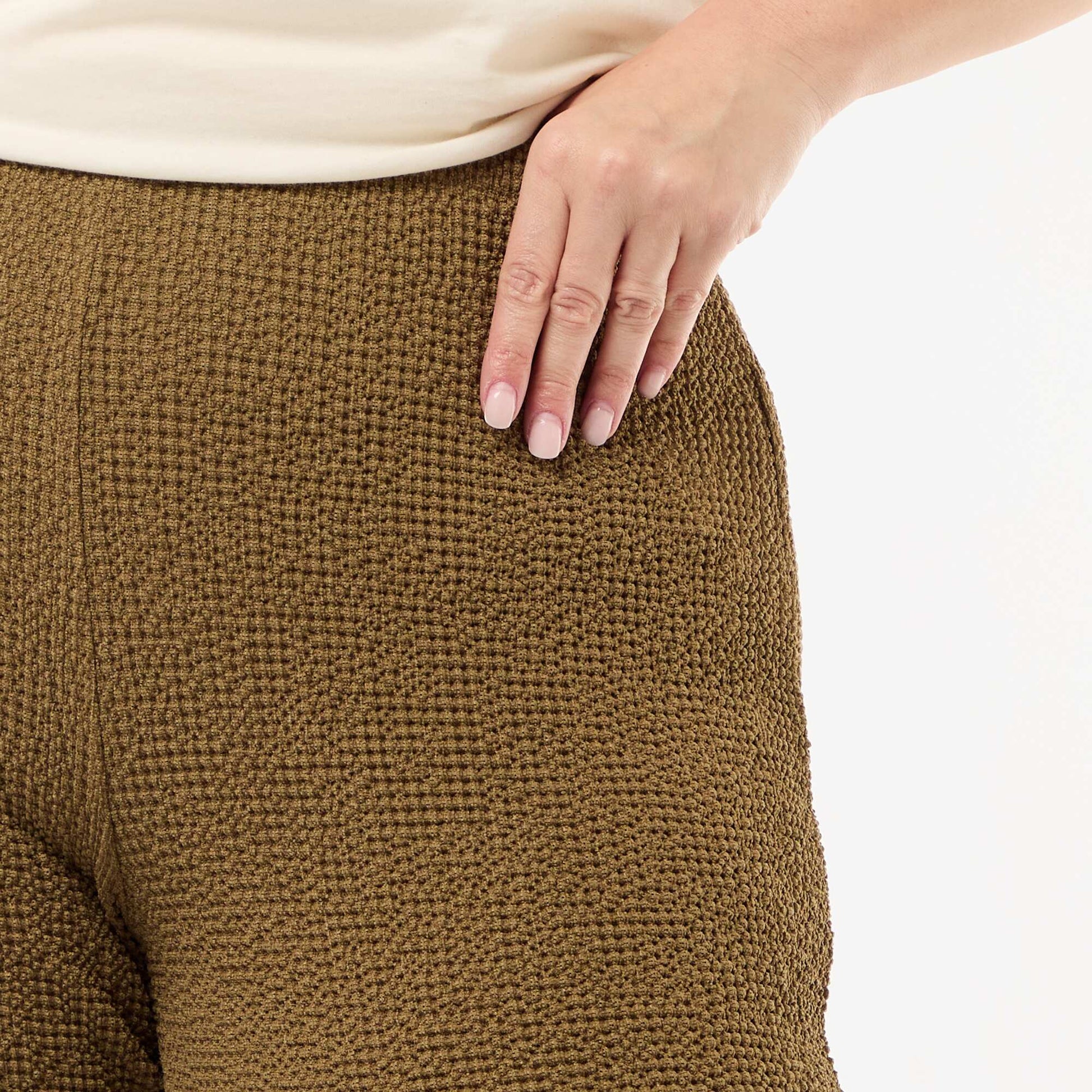 Pantalon large en maille gaufrée VERT