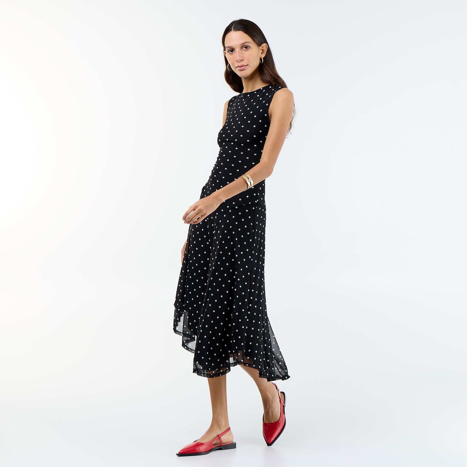 Robe longue sans manches bas asymétrique NOIR