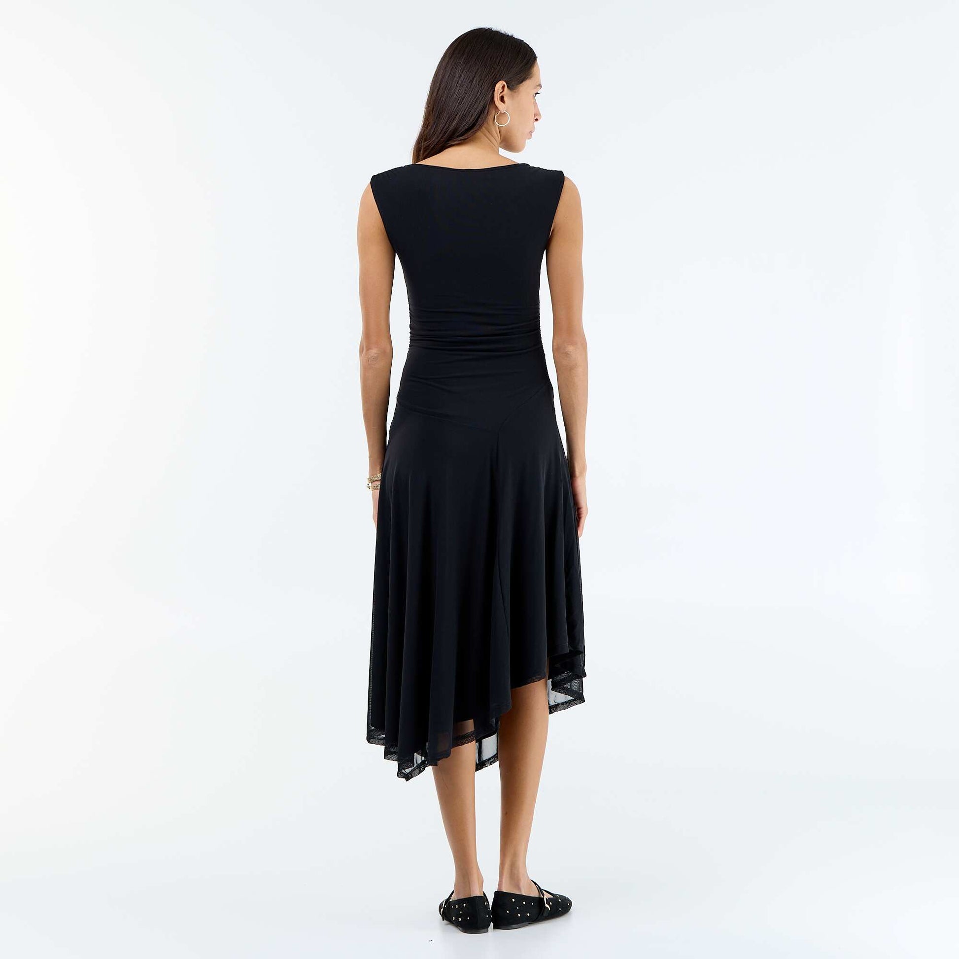 Robe longue sans manches bas asymétrique NOIR