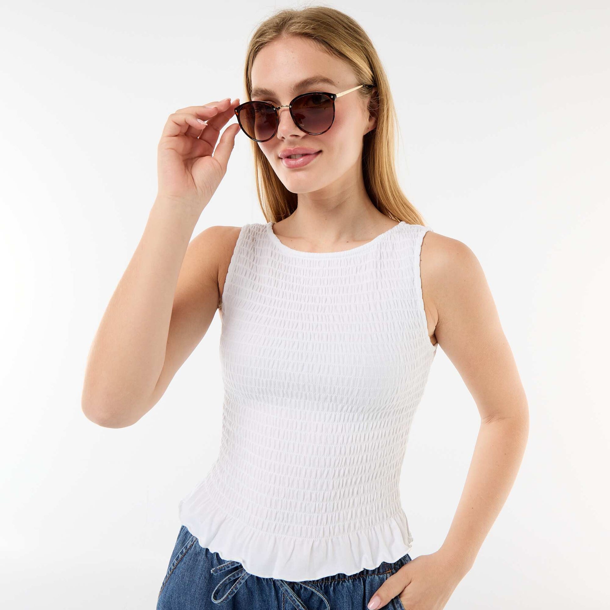T-shirt sans manches stretch BLANC
