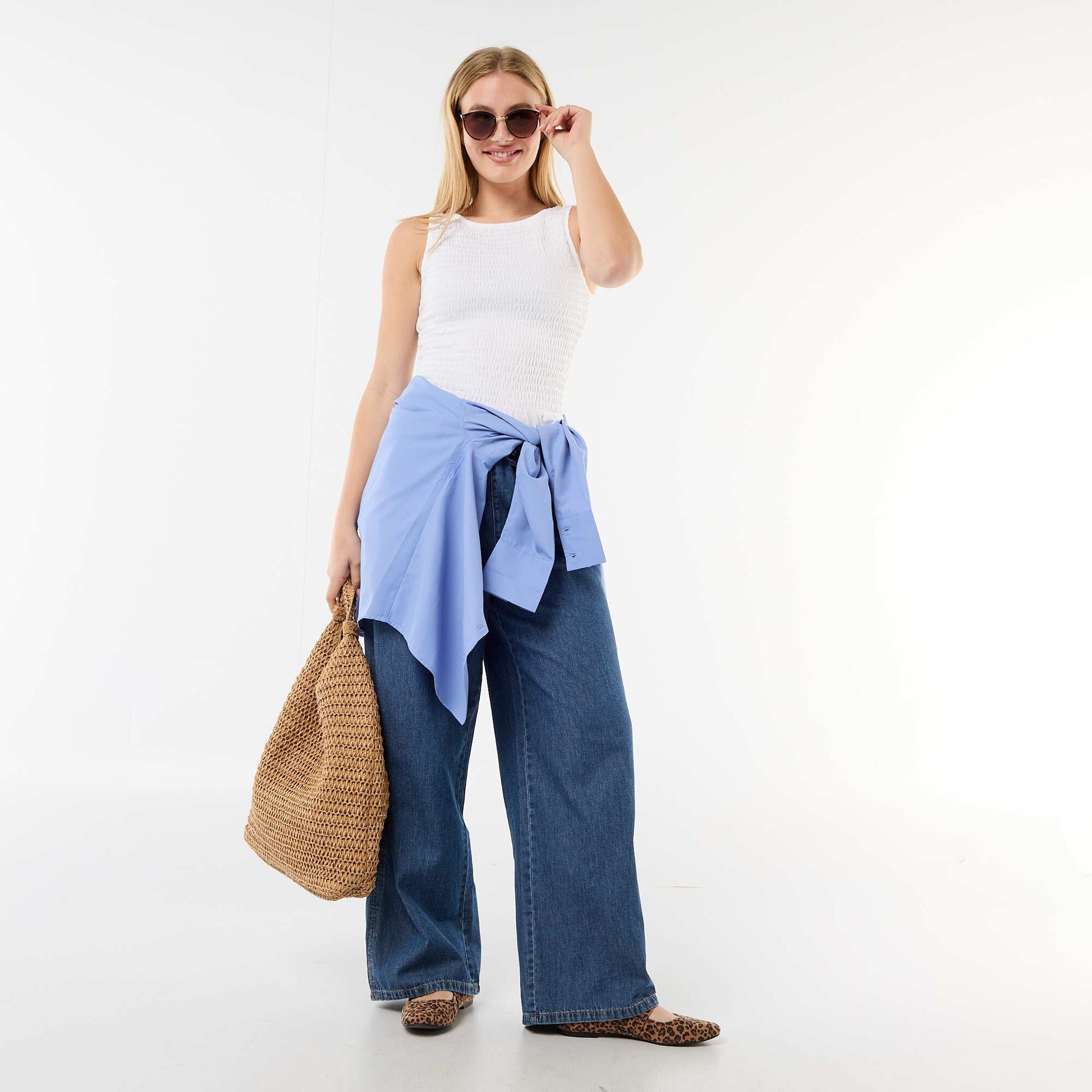 T-shirt sans manches stretch BLANC