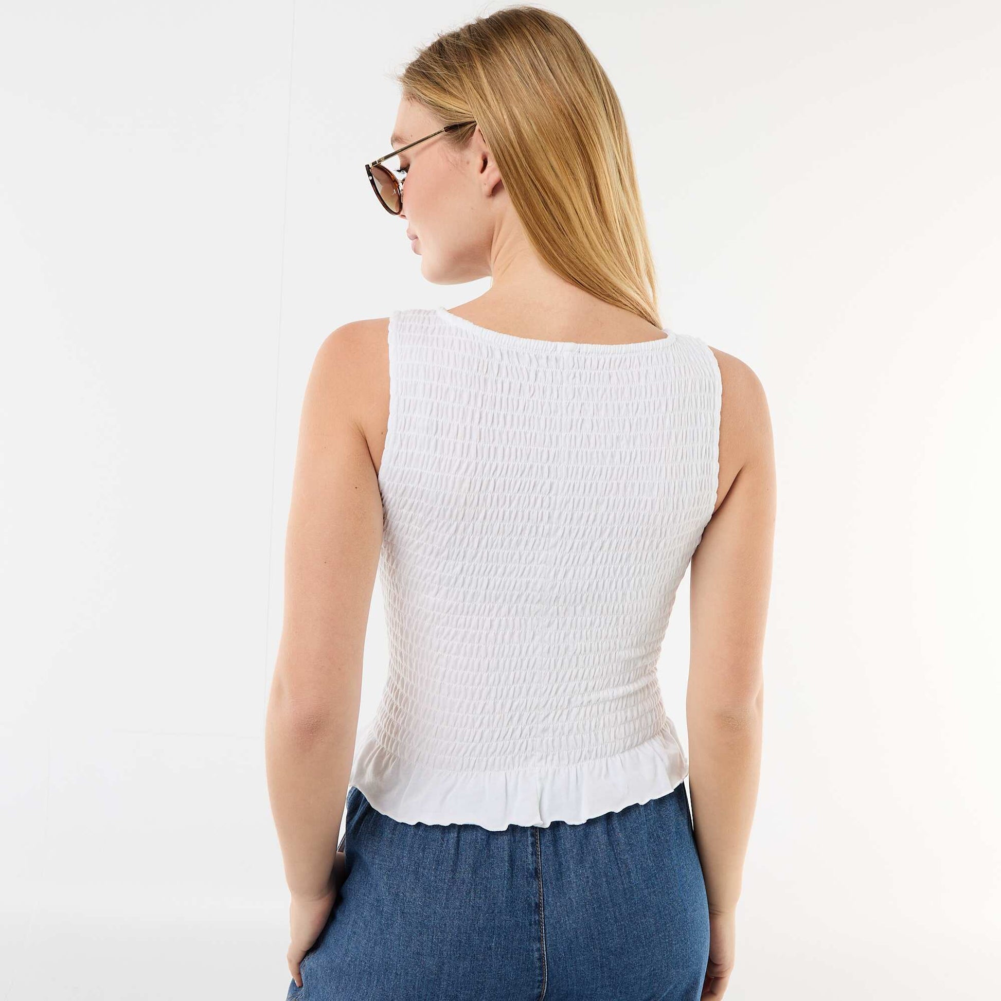 T-shirt sans manches stretch BLANC