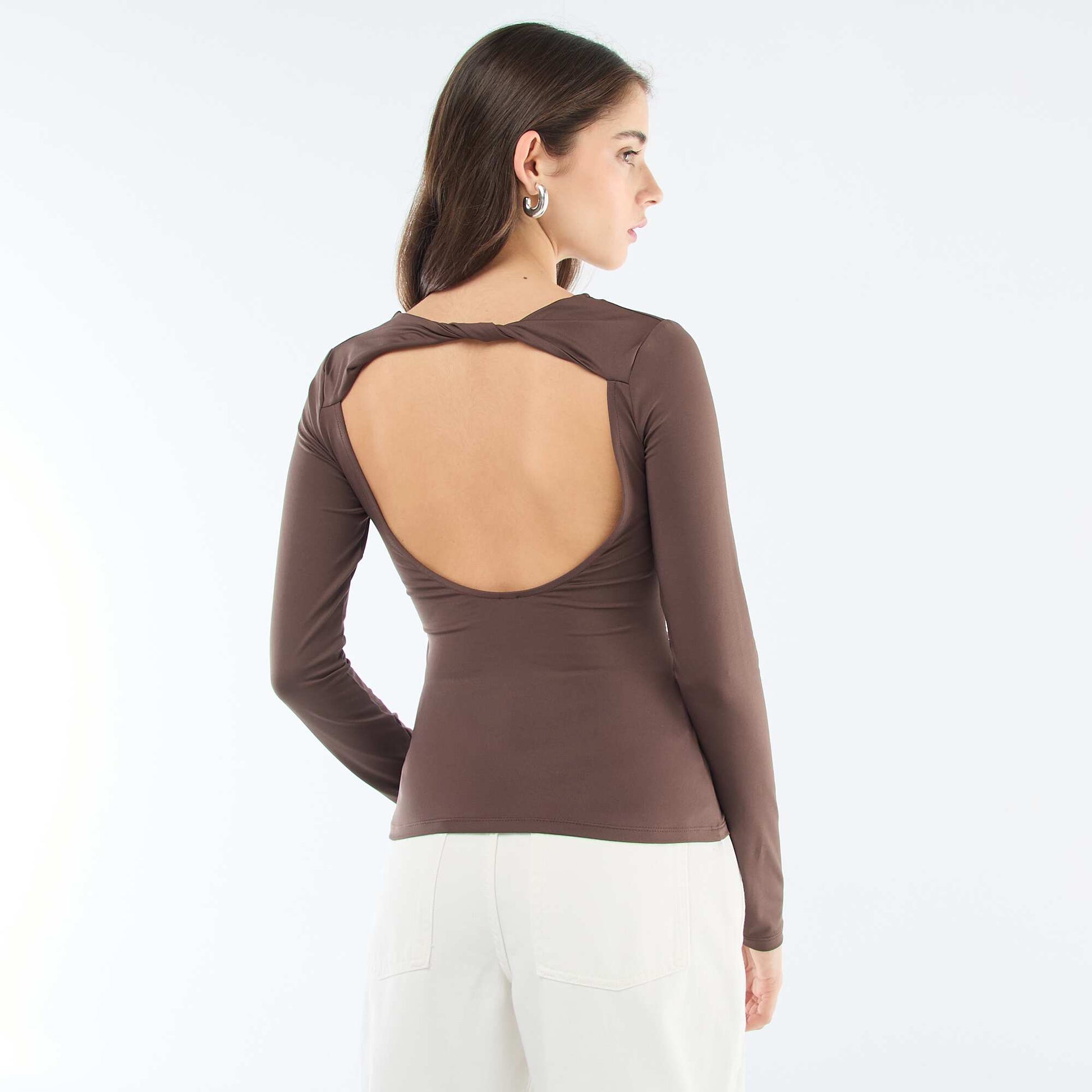 T-shirt dos nu MARRON