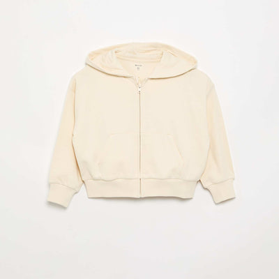 Sweat zippé à capuche BLANC