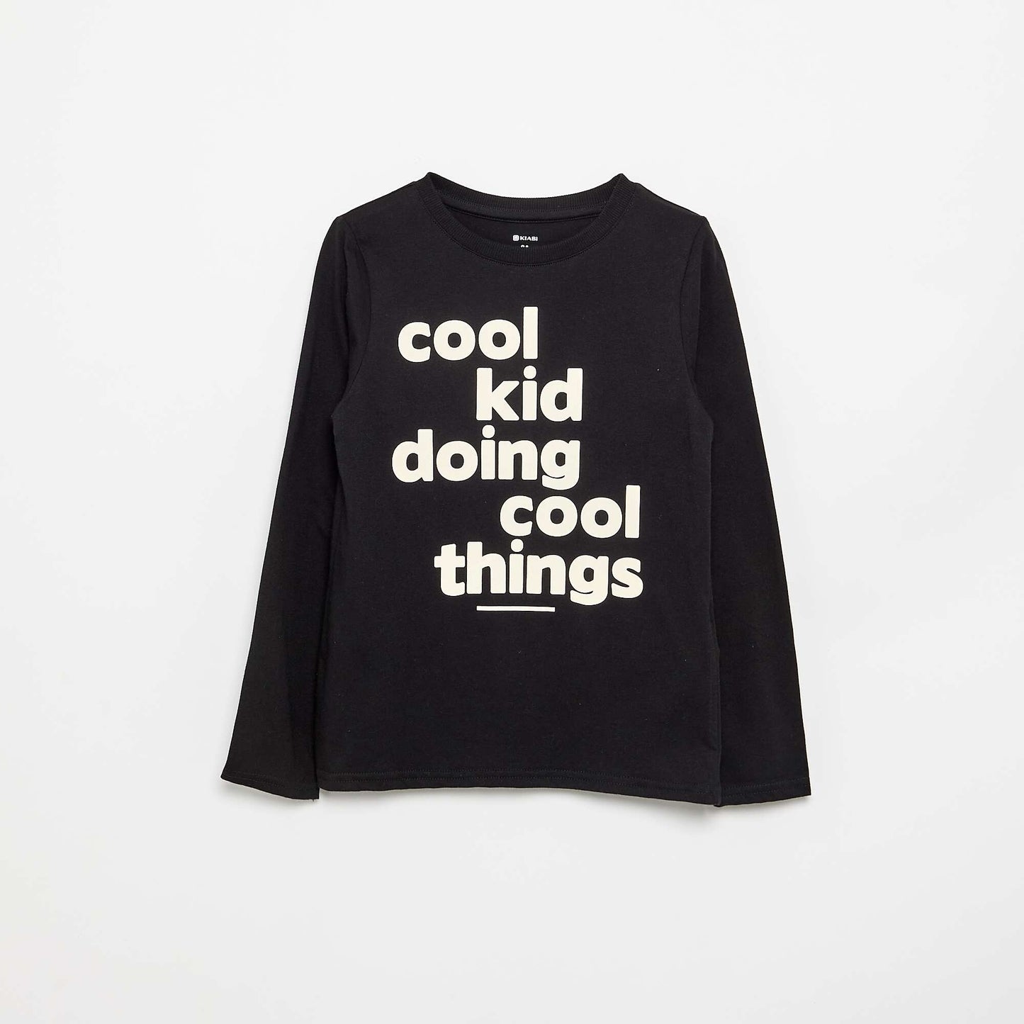 T-shirt imprimé à manches longues NOIR