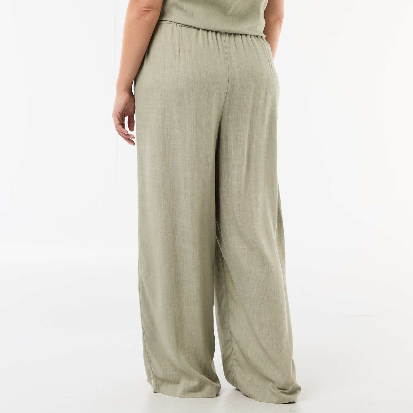 Pantalon large en lin mélangé VERT CLAIR