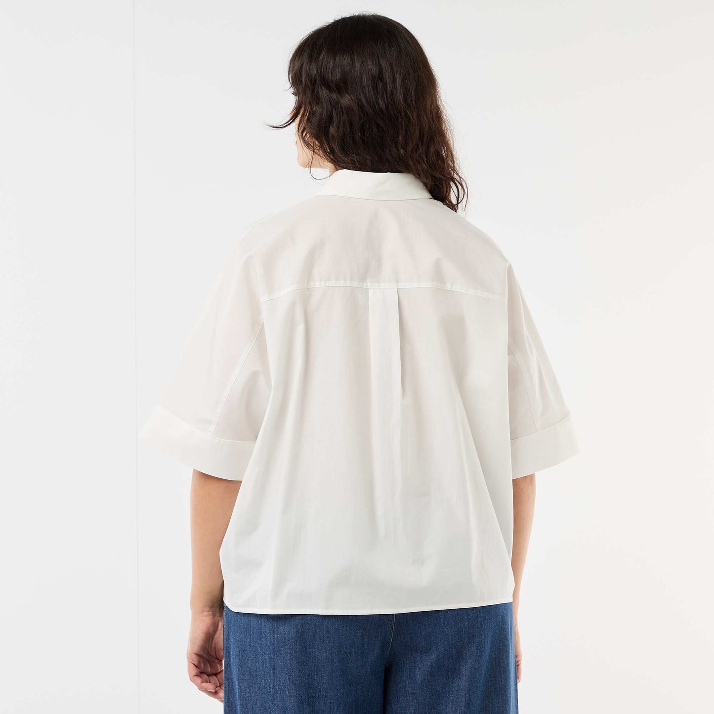 Chemise satinée avec boutons étoile de mer BLANC