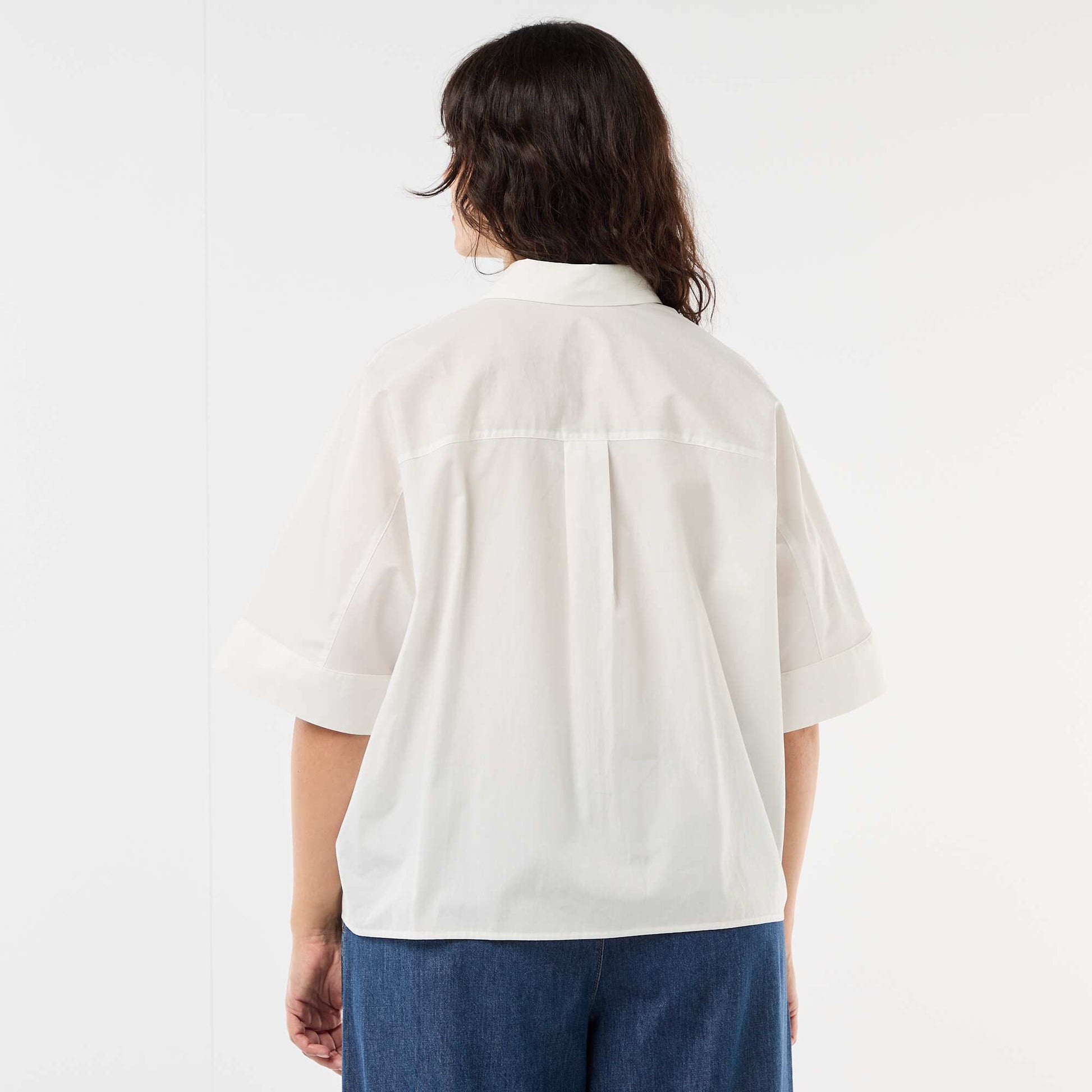 Chemise satinée avec boutons étoile de mer BLANC