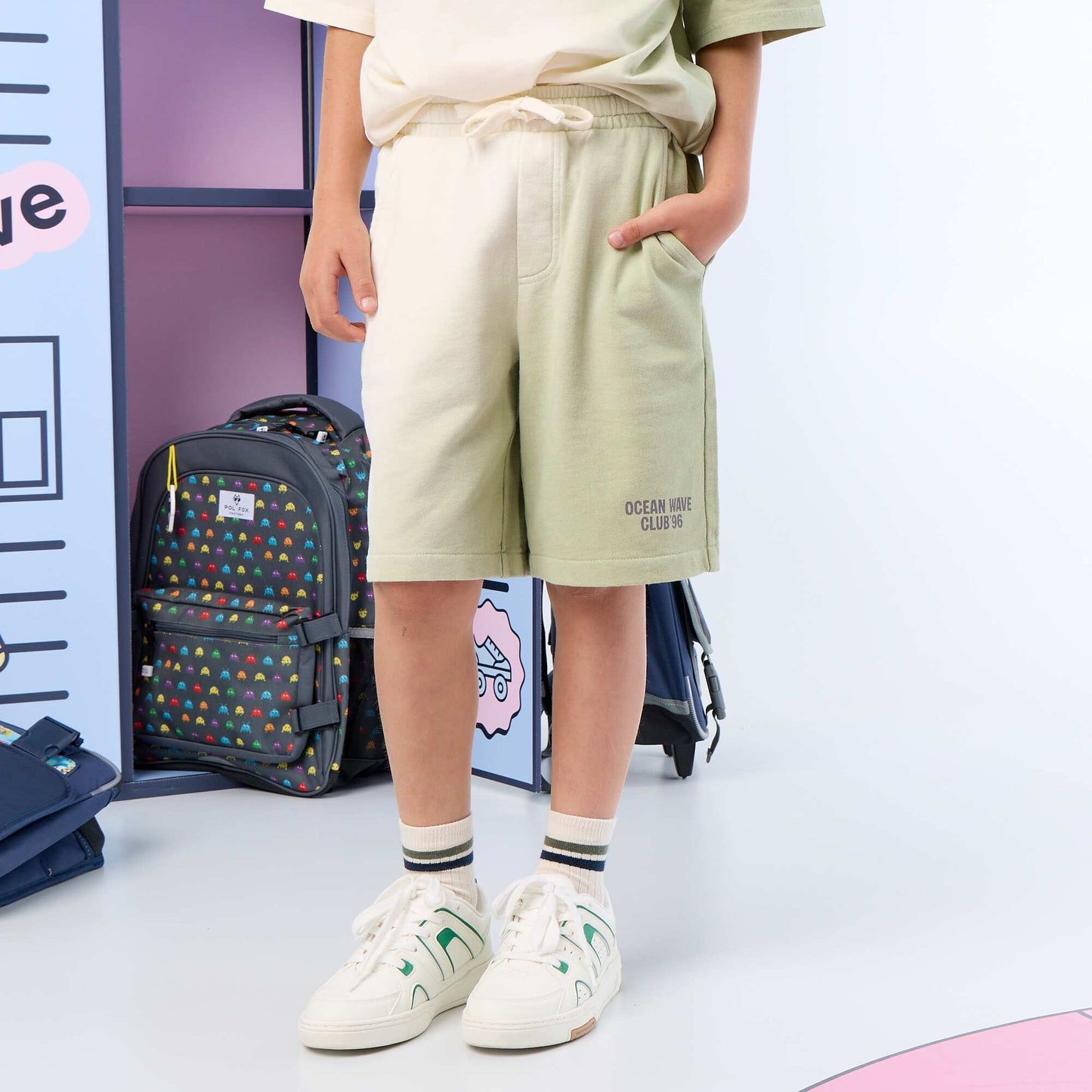 Bermuda en french terry tie and dye VERT