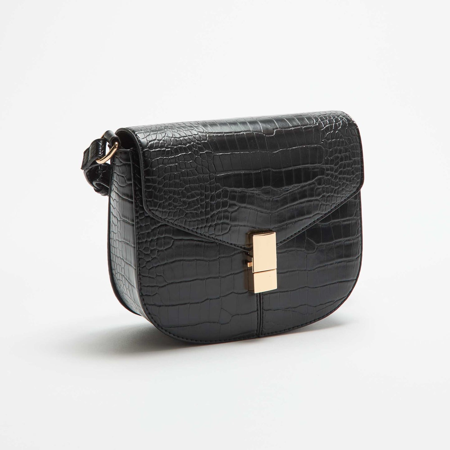 Sac à main en simili effet croco NOIR