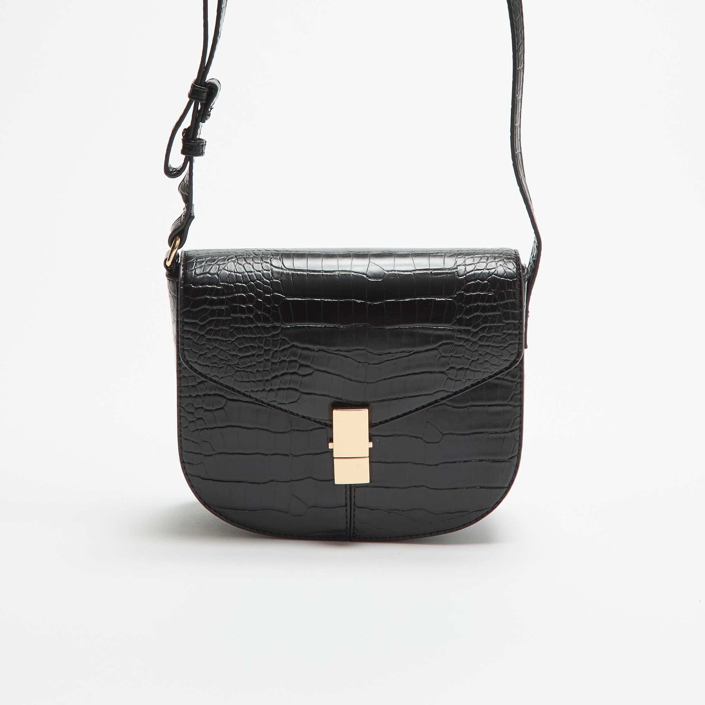 Sac à main en simili effet croco NOIR