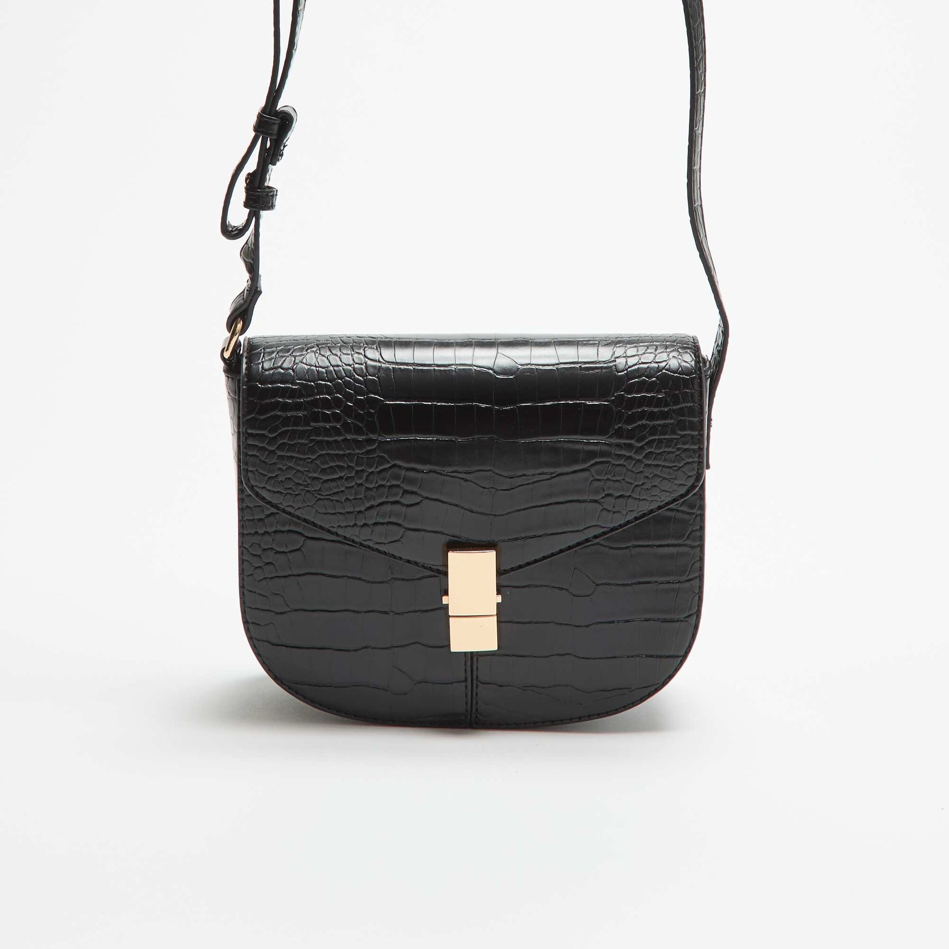 Sac à main en simili effet croco NOIR