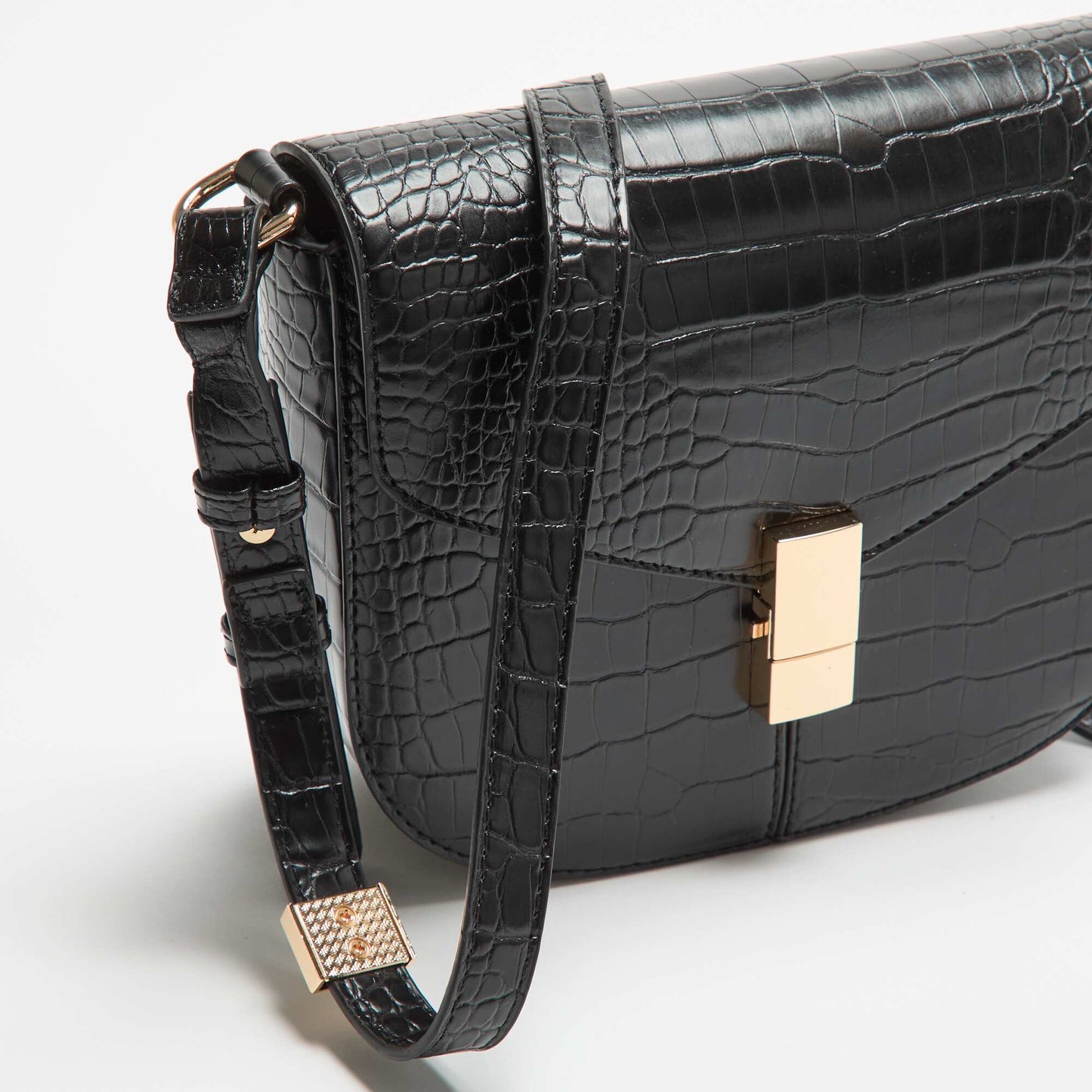 Sac à main en simili effet croco NOIR