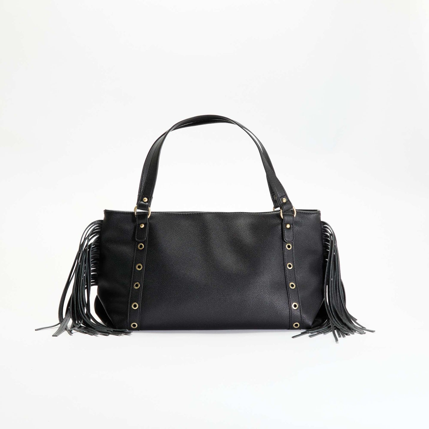 Sac hobo à franges en simili NOIR