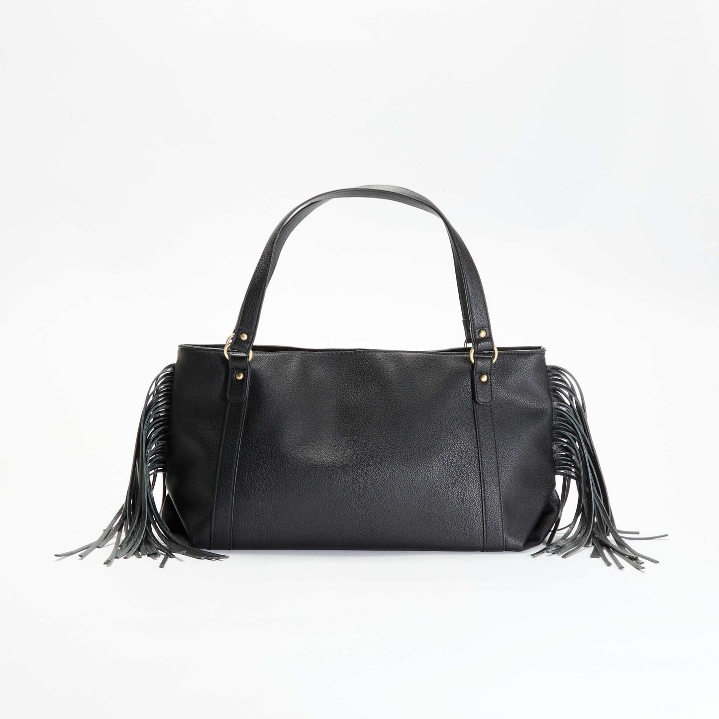 Sac hobo à franges en simili NOIR