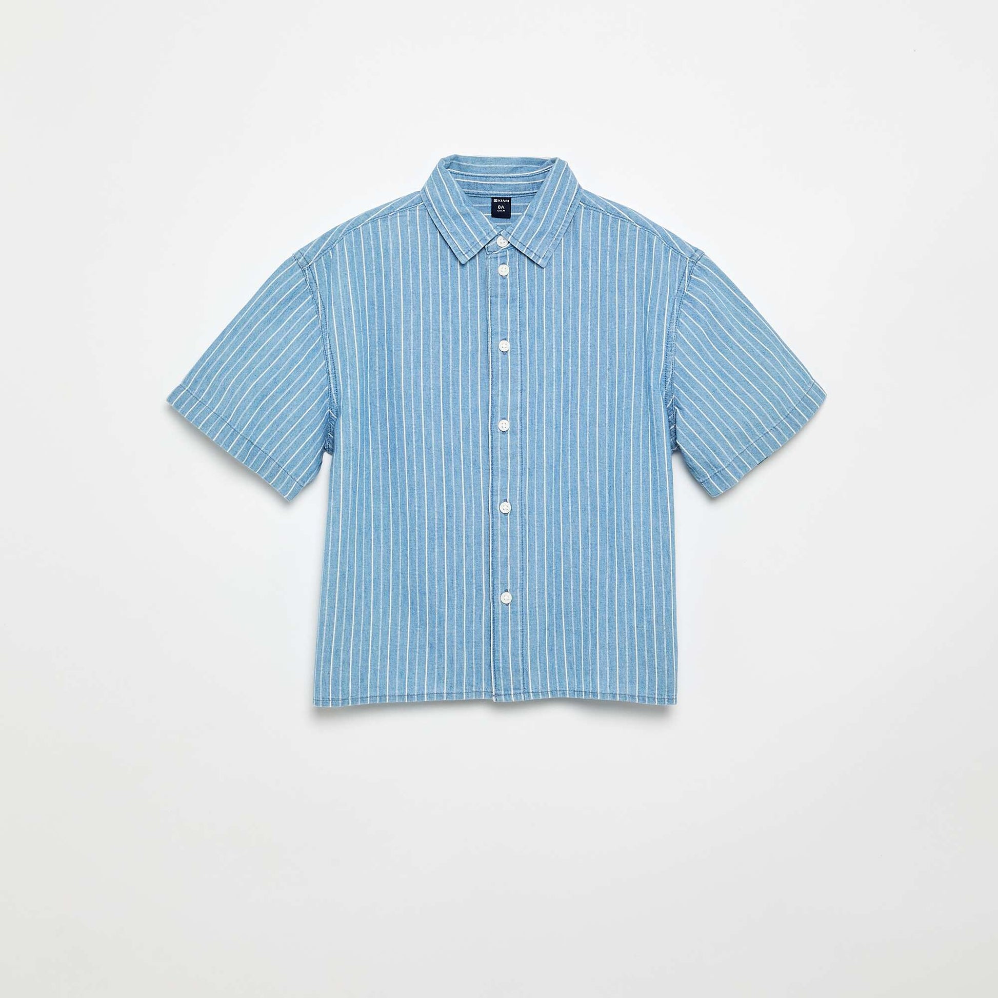 Chemise en denim à manches courtes BLEU