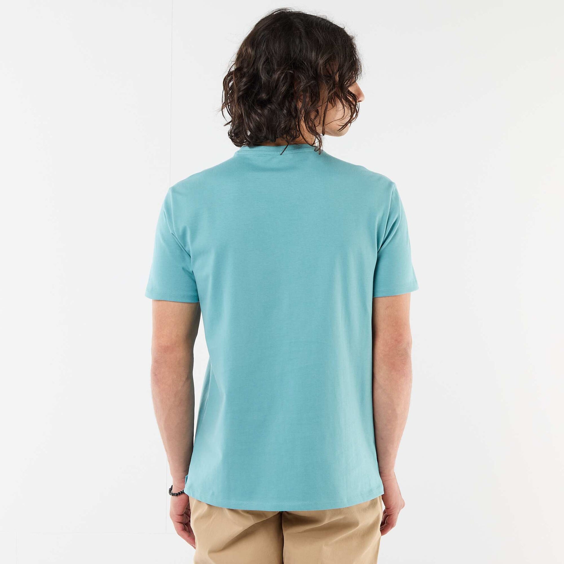 T-shirt uni à manches courtes avec broderie BLEU
