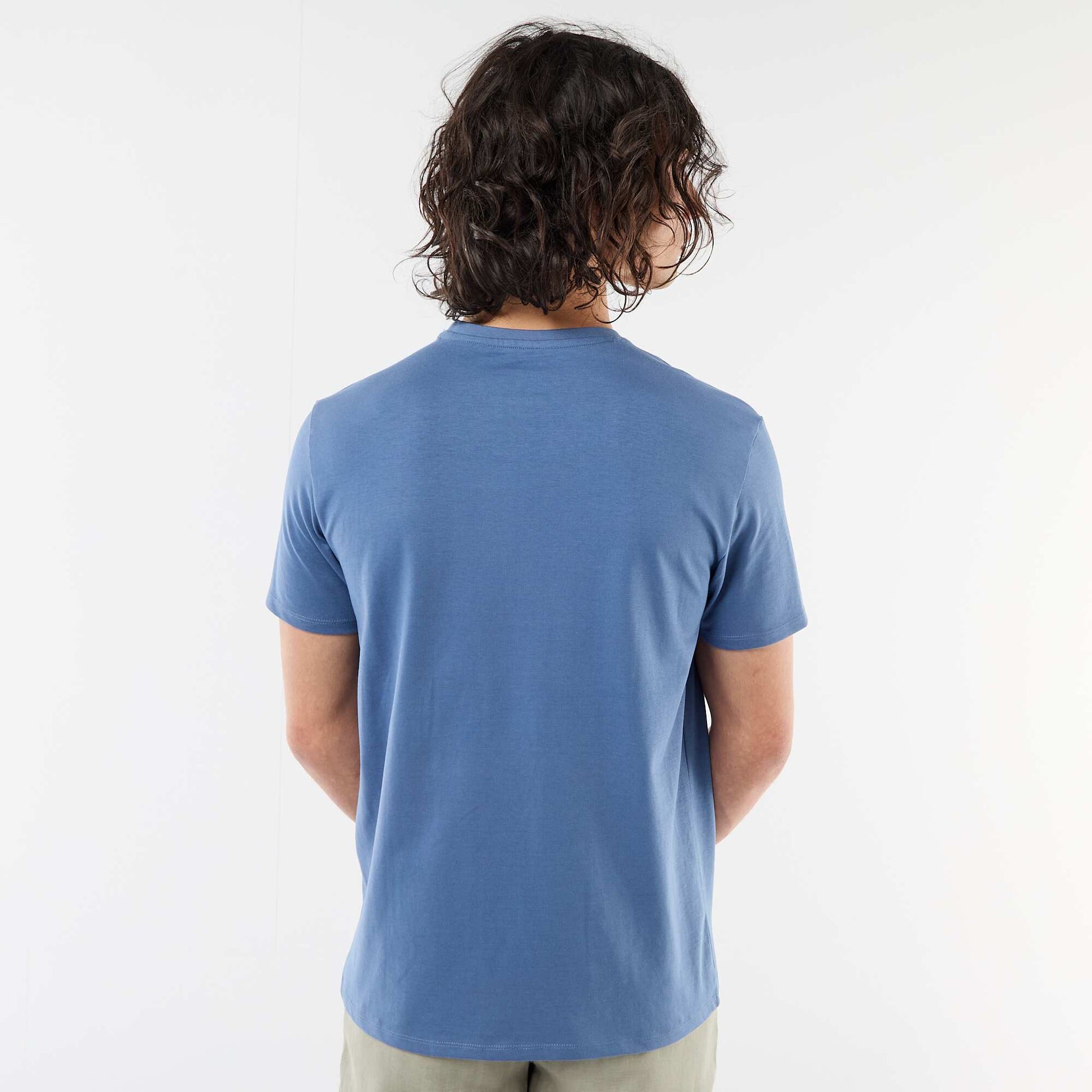 T-shirt uni à manches courtes avec broderie BLEU