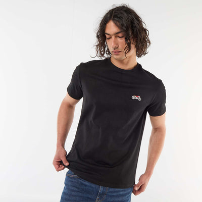 T-shirt uni à manches courtes avec broderie NOIR