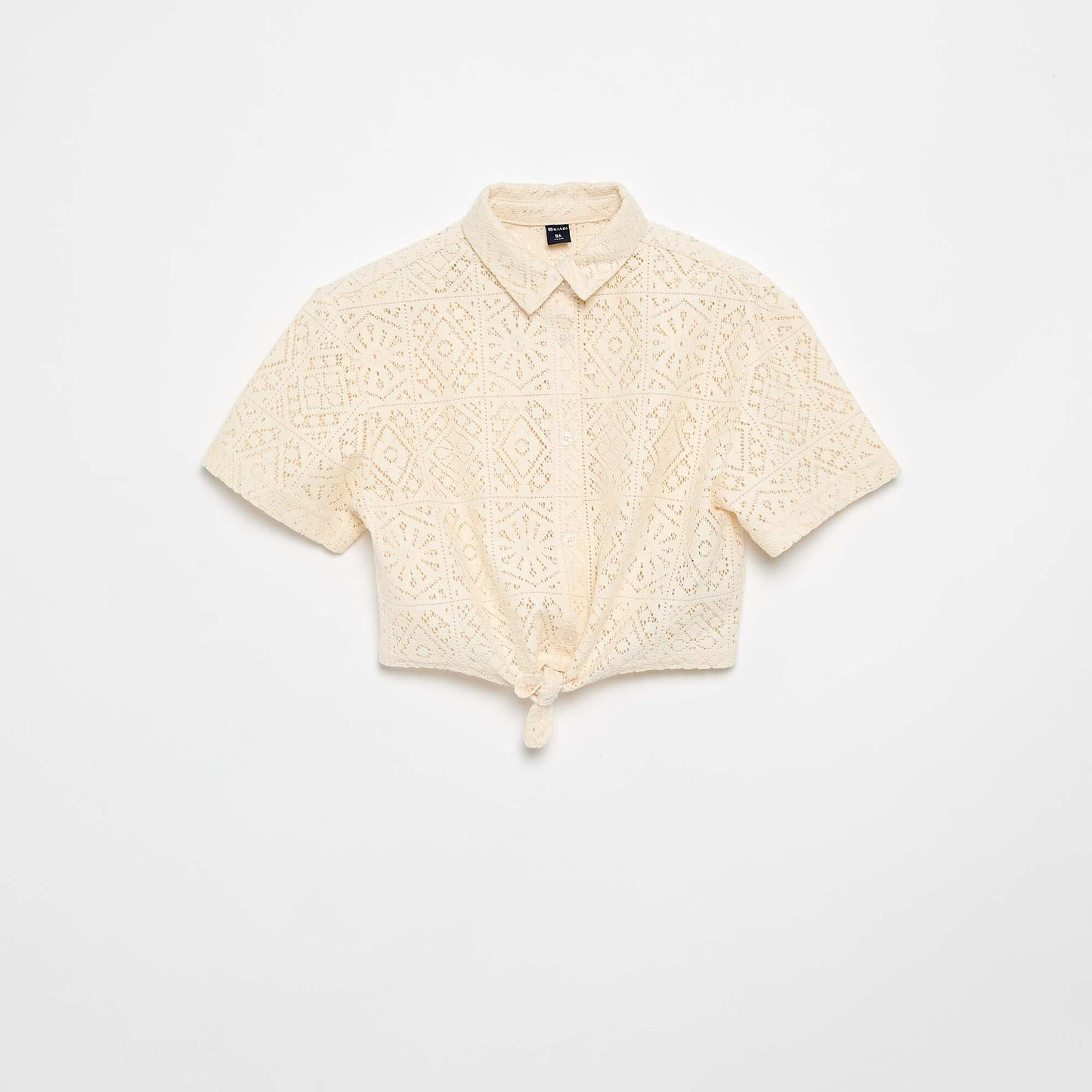Tee-shirt chemisier en crochet ajouré BLANC