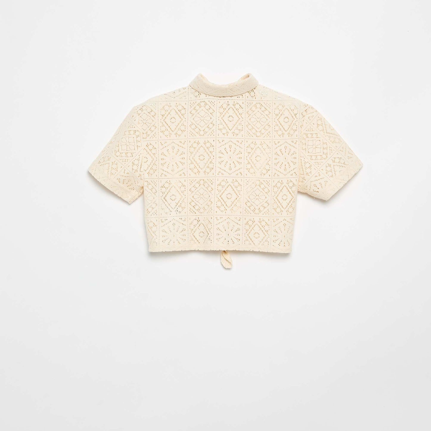 Tee-shirt chemisier en crochet ajouré BLANC