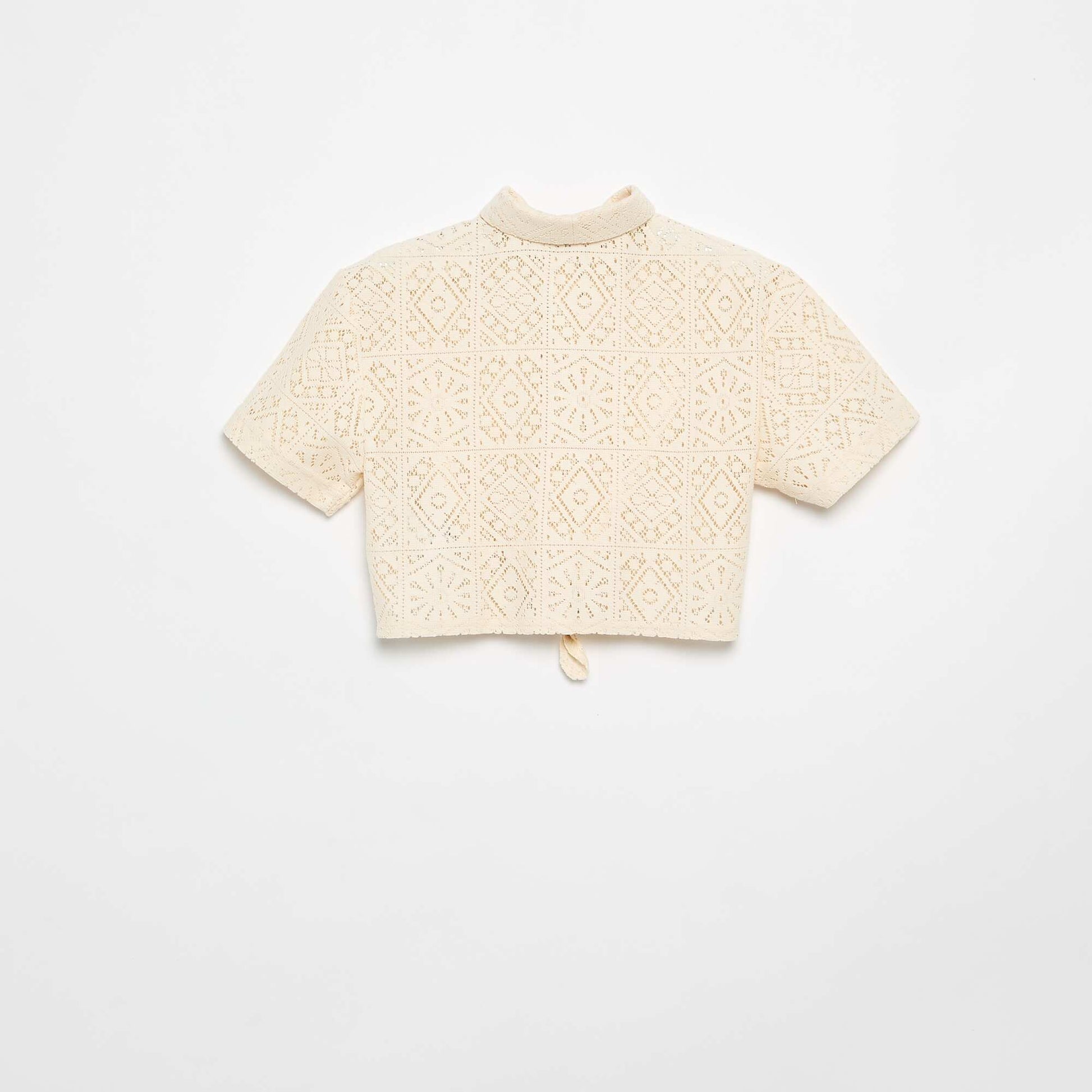 Tee-shirt chemisier en crochet ajouré BLANC