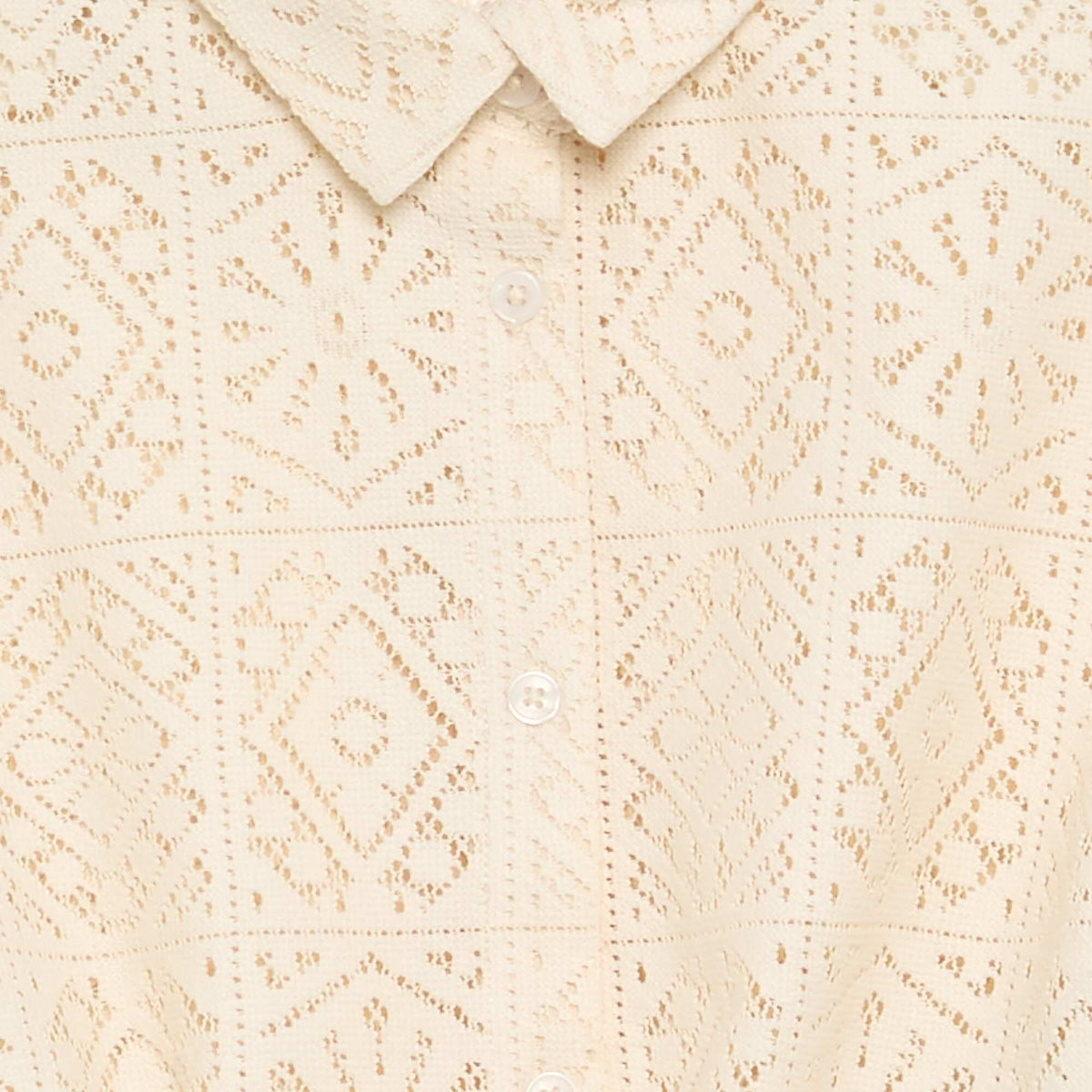 Tee-shirt chemisier en crochet ajouré BLANC