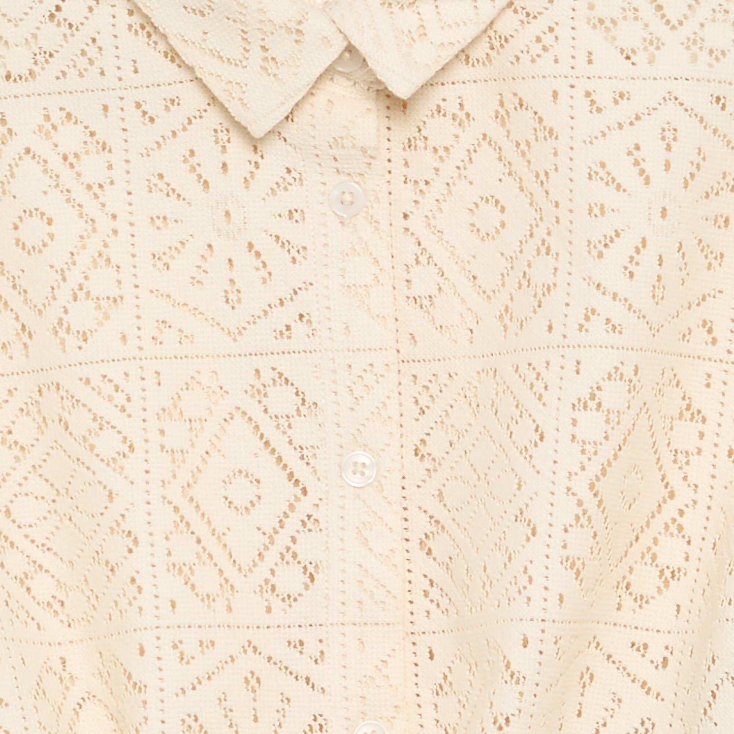 Tee-shirt chemisier en crochet ajouré BLANC