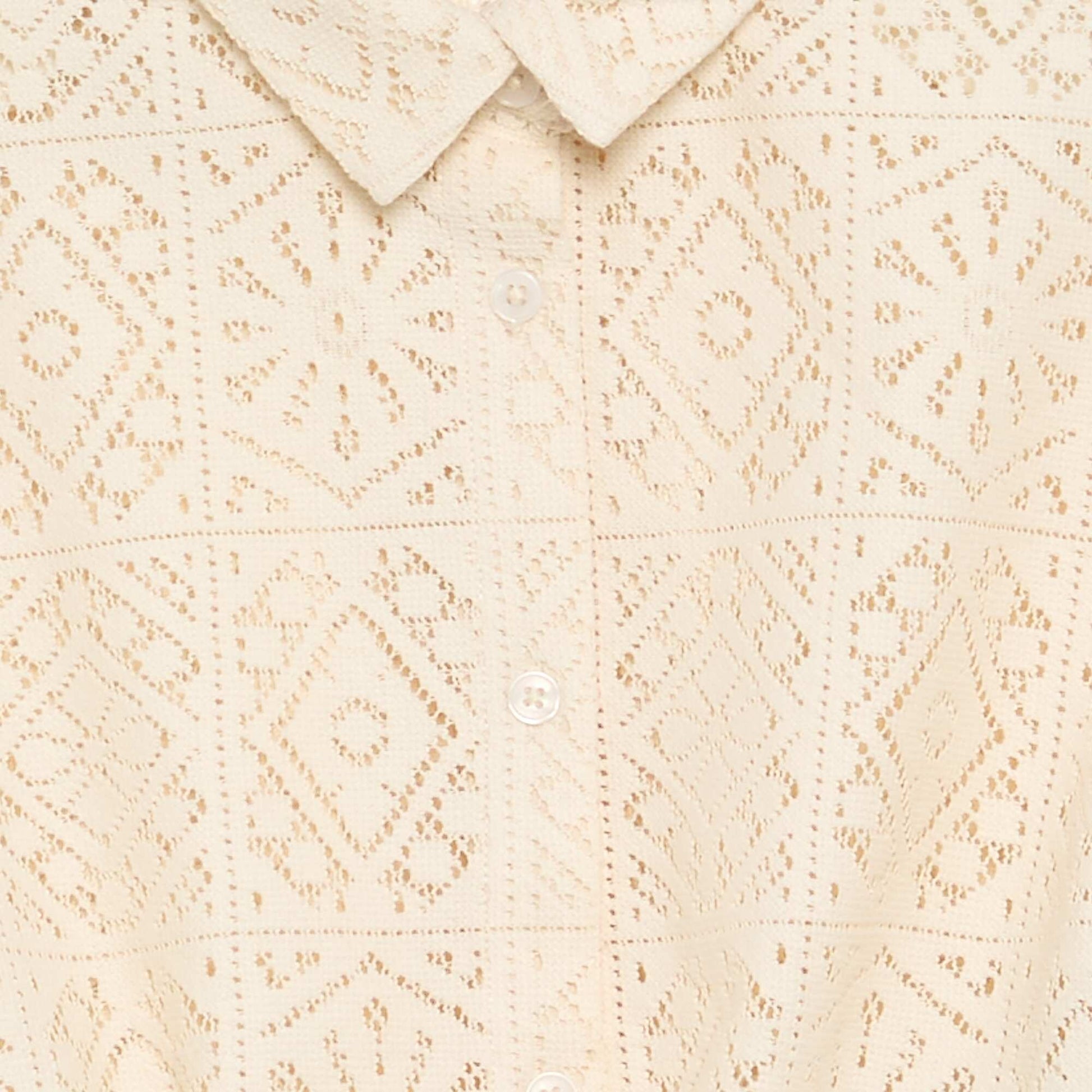 Tee-shirt chemisier en crochet ajouré BLANC