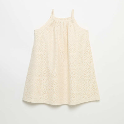 Robe en maille crochet avec bretelles non réglable BEIGE