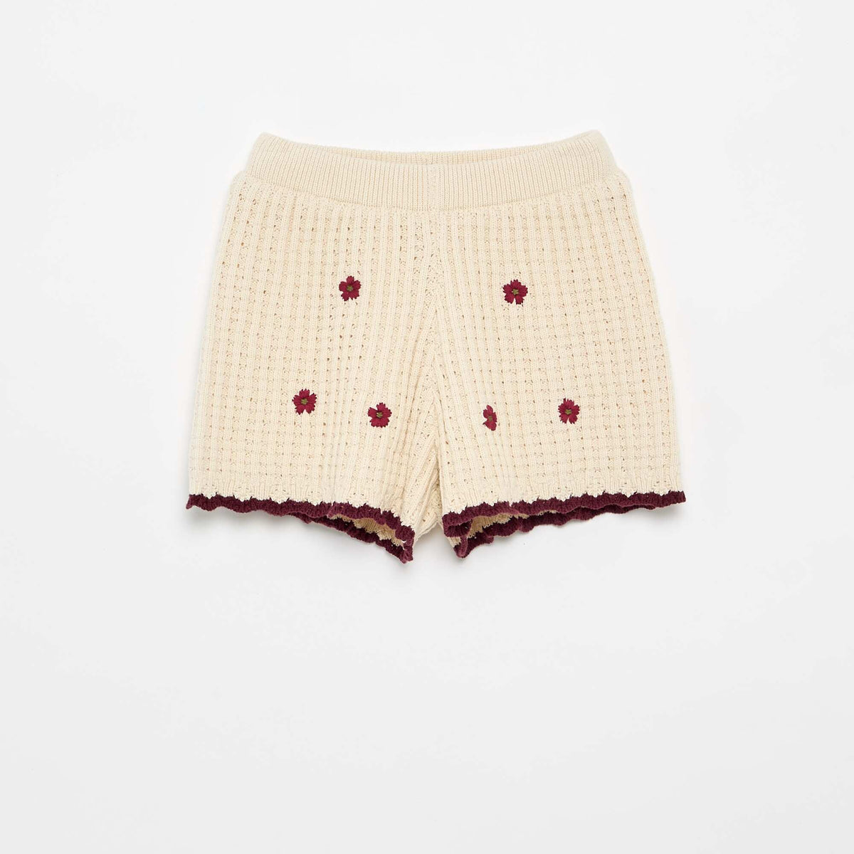 Short en crochet avec détails broderies BEIGE