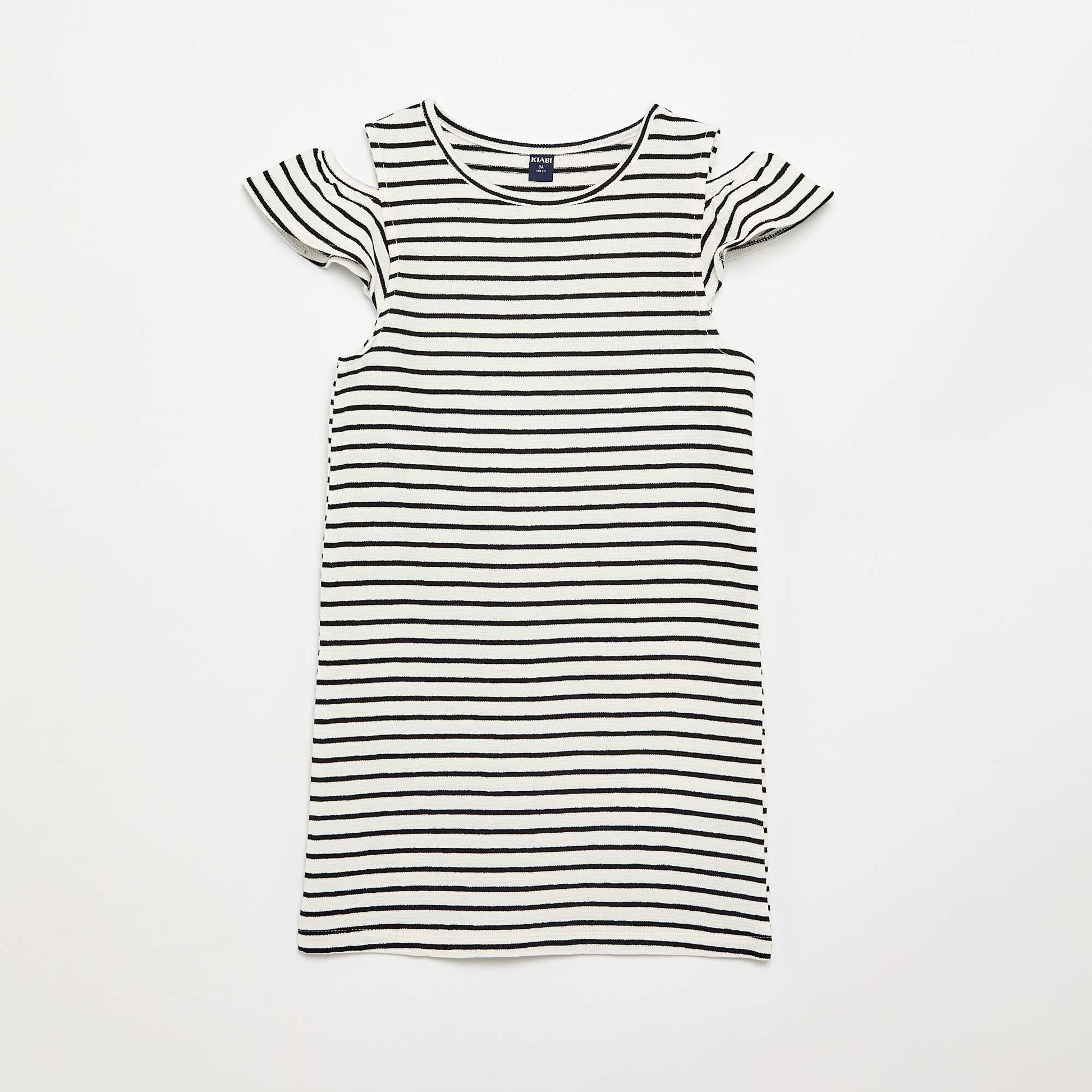 Robe coupe mi-cuisse avec ouvertures aux épaules BLANC