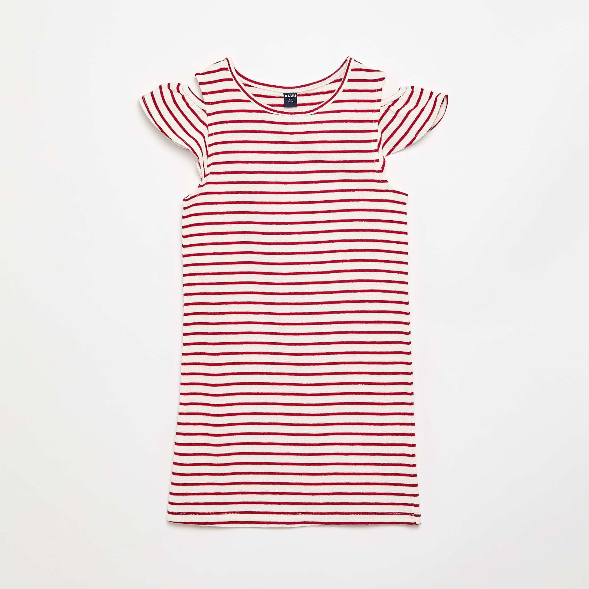 Robe coupe mi-cuisse avec ouvertures aux épaules ROUGE