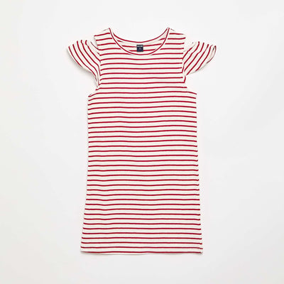 Robe coupe mi-cuisse avec ouvertures aux épaules ROUGE