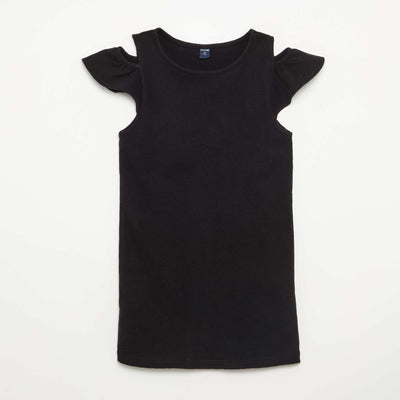 Robe coupe mi-cuisse avec ouvertures aux épaules NOIR