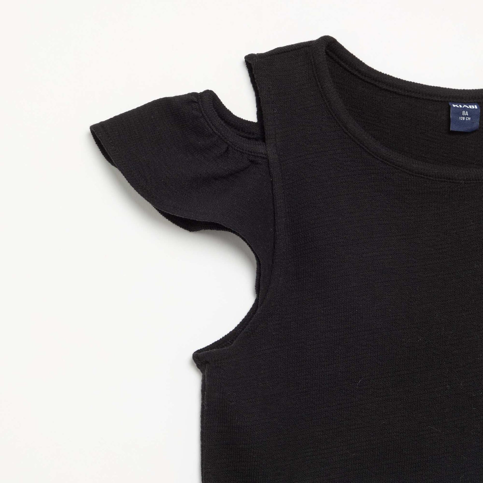 Robe coupe mi-cuisse avec ouvertures aux épaules NOIR