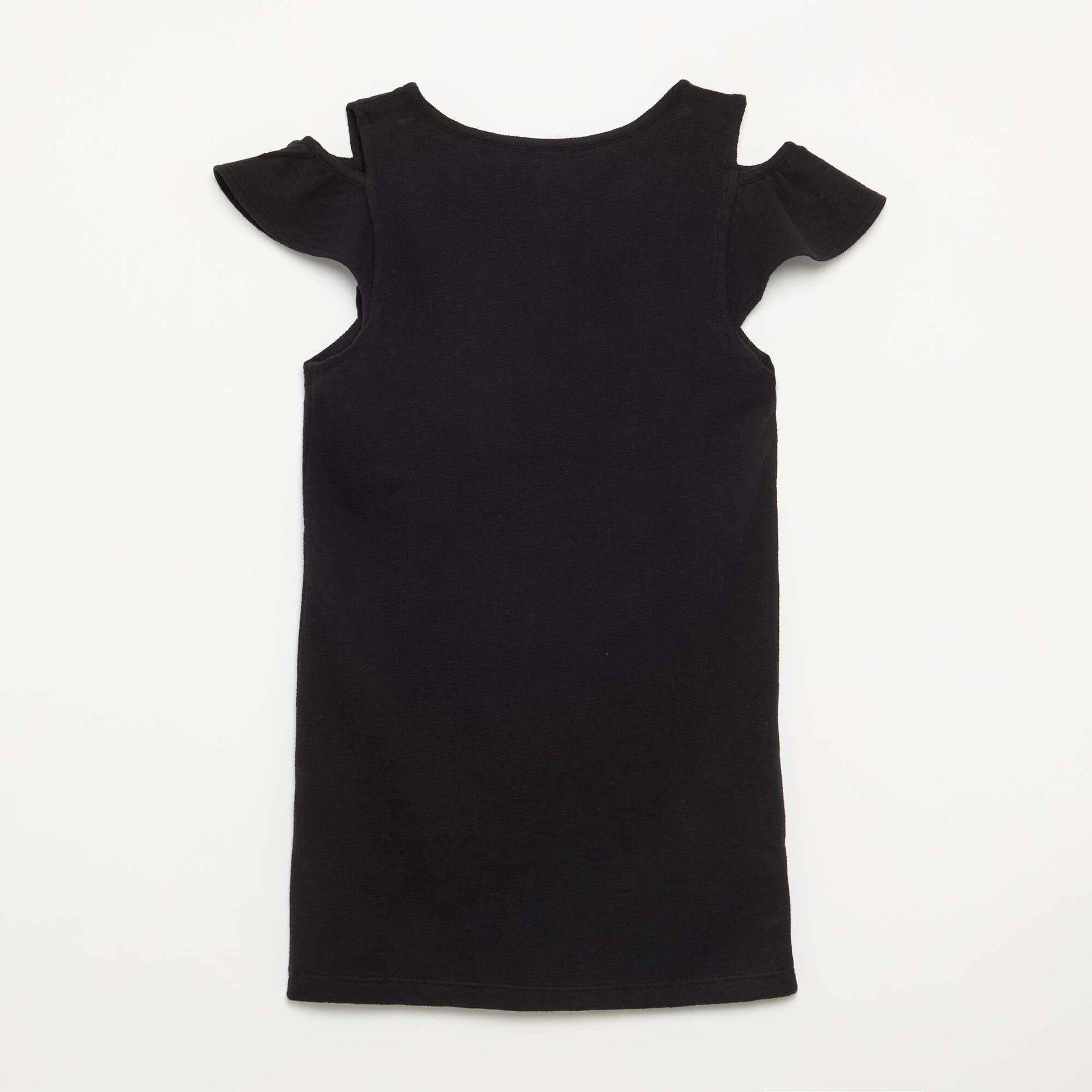 Robe coupe mi-cuisse avec ouvertures aux épaules NOIR
