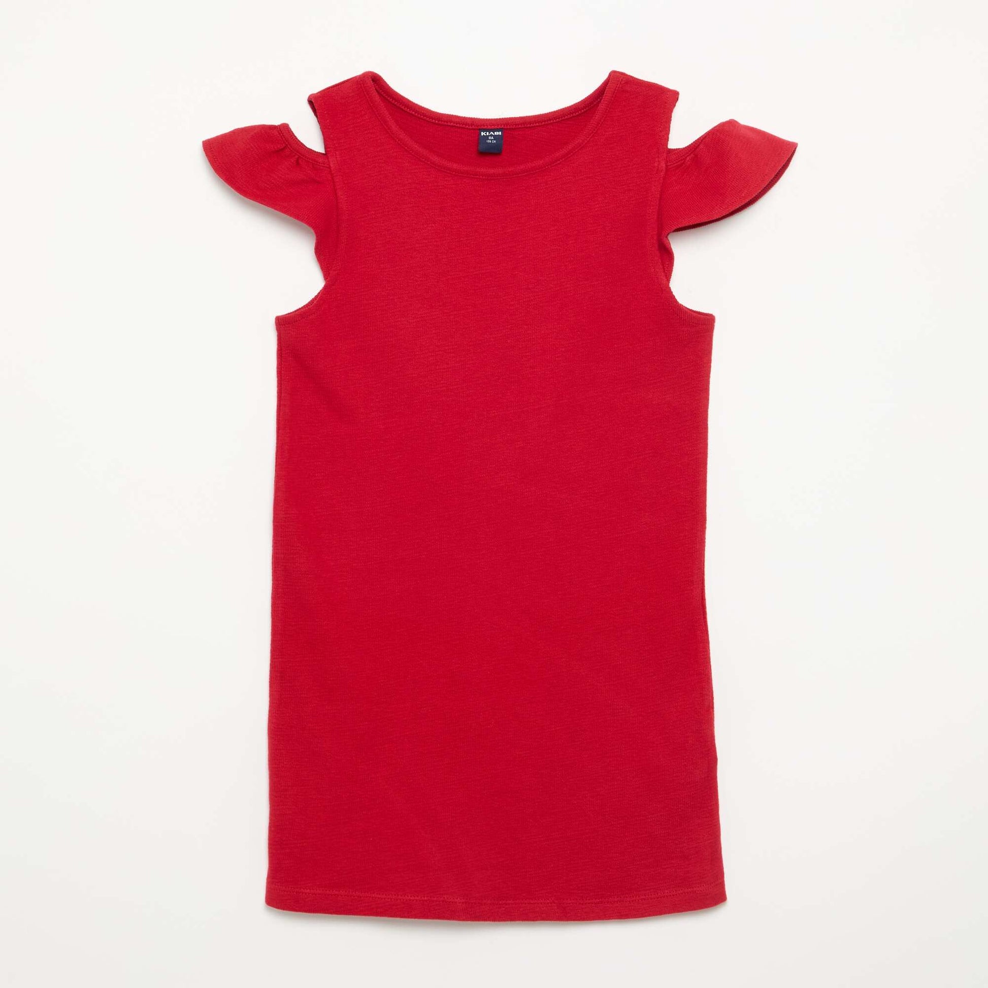 Robe coupe mi-cuisse avec ouvertures aux épaules ROUGE