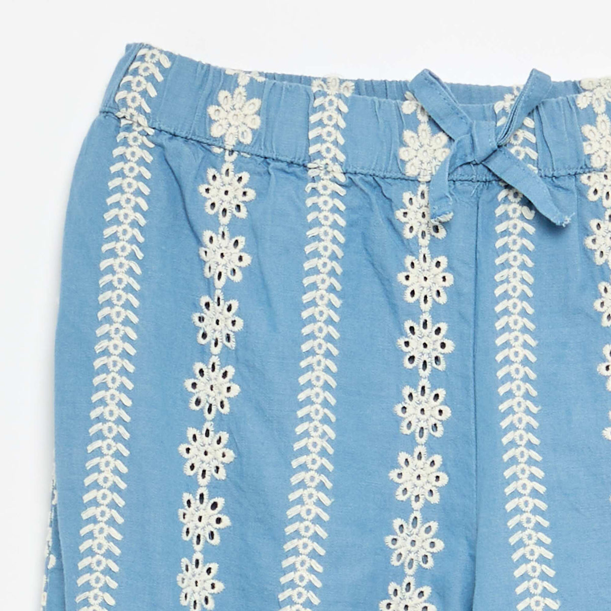 Pantalon large avec broderies anglaises BLEU