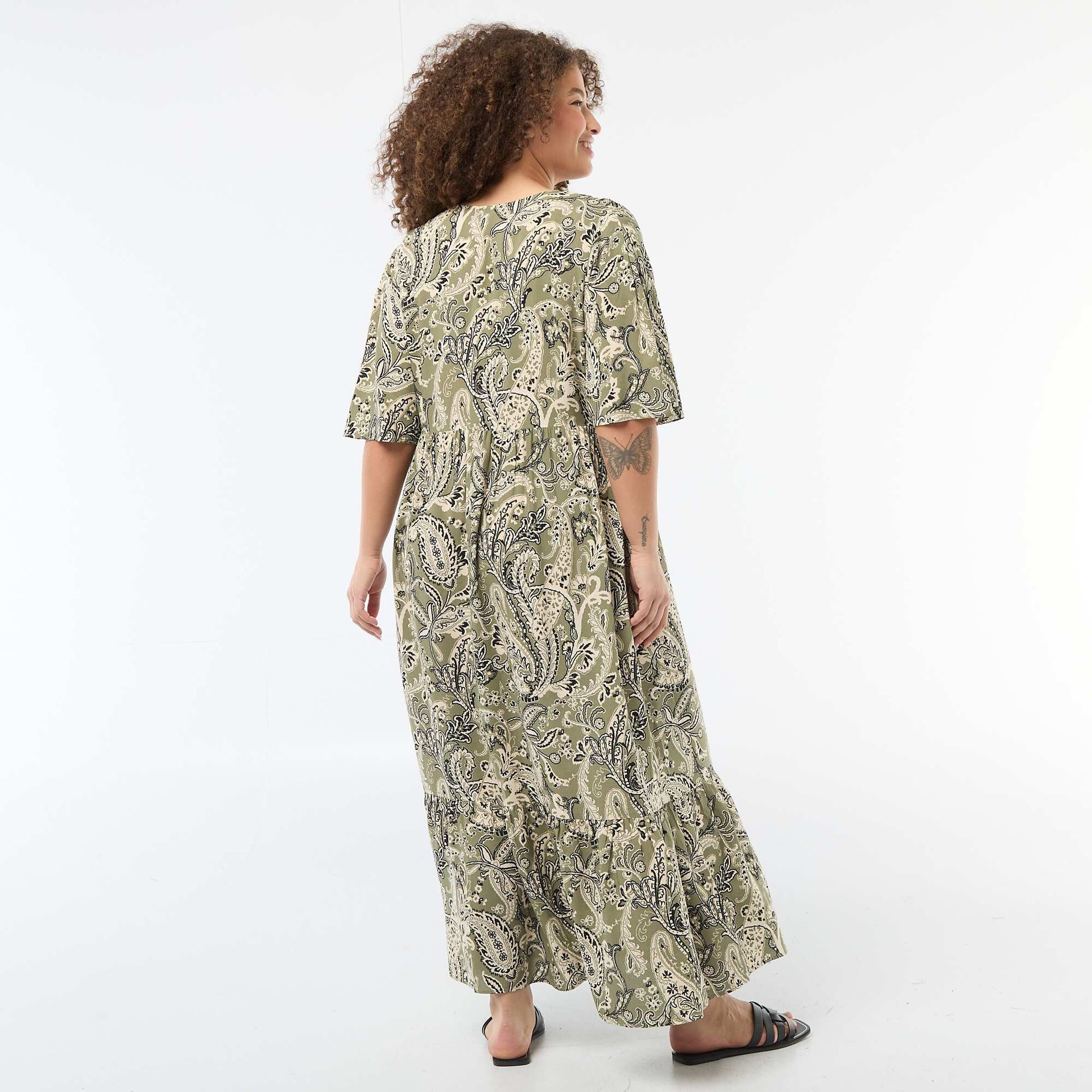 Robe fluide imprimée fantaisie VERT
