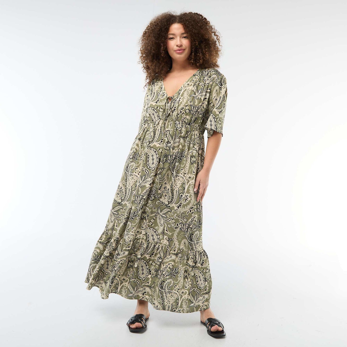Robe fluide imprimée fantaisie VERT