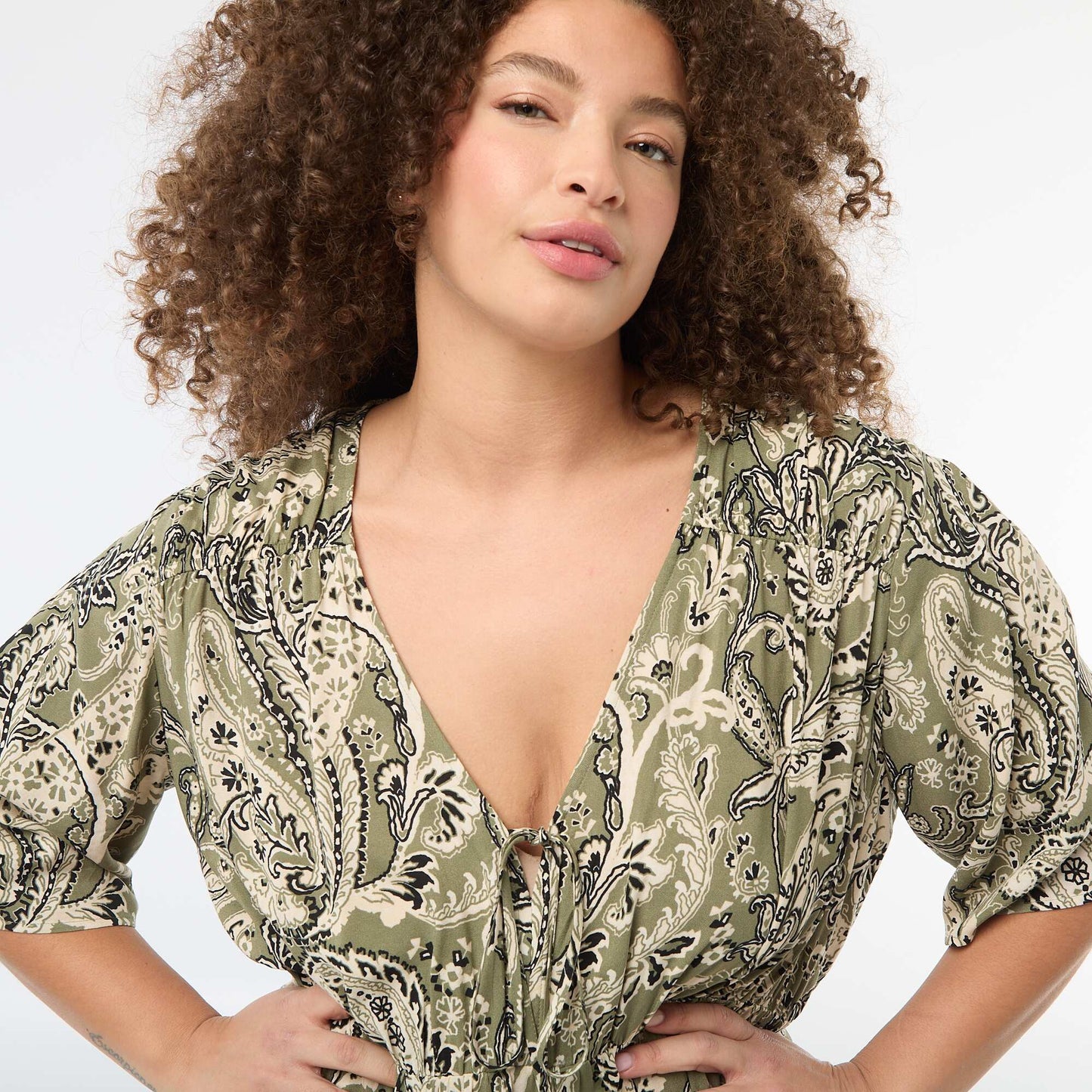 Robe fluide imprimée fantaisie VERT