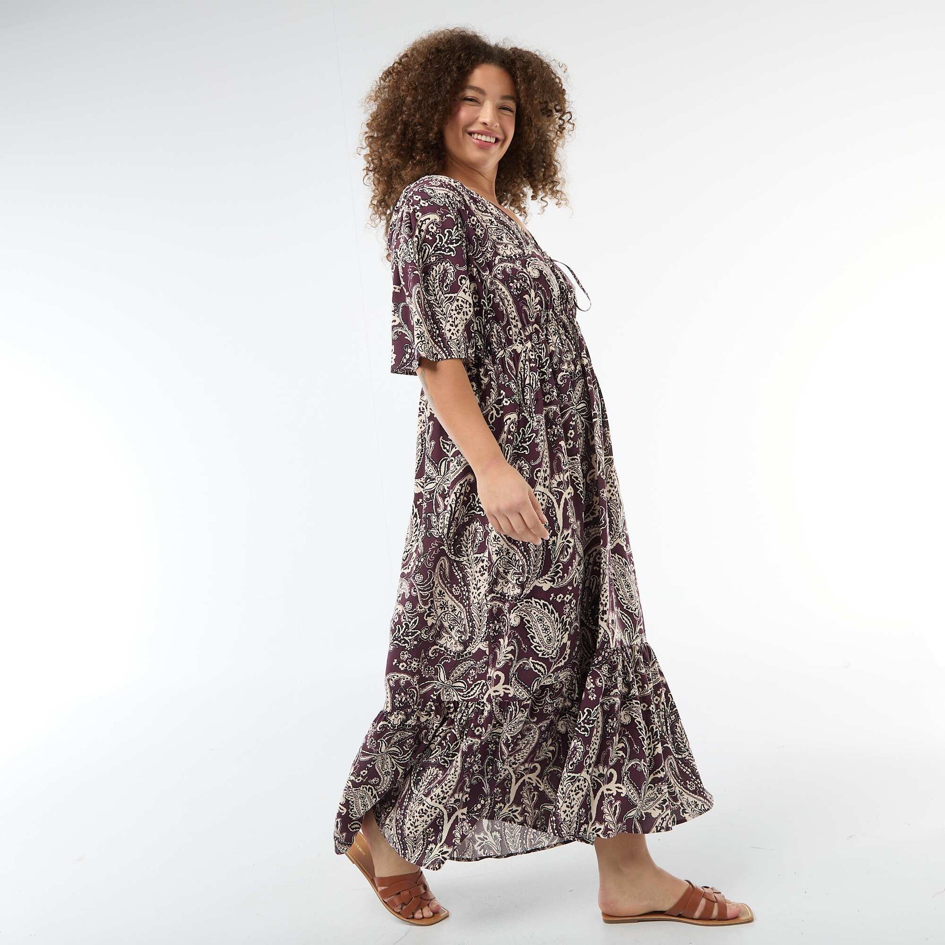 Robe fluide imprimée fantaisie ROSE